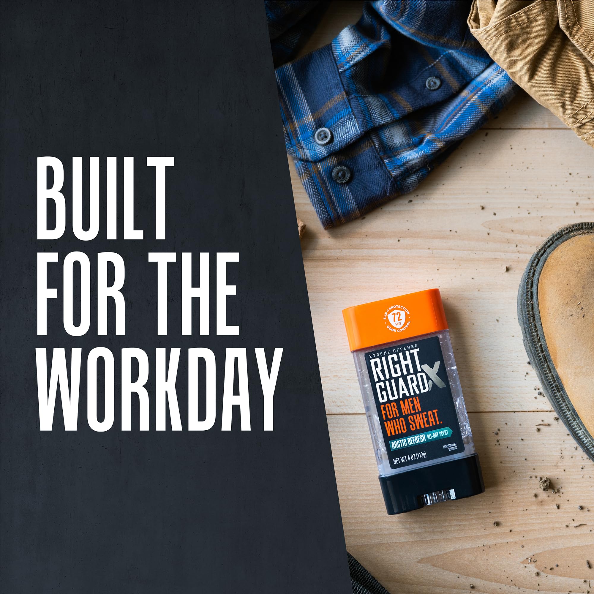 Right Guard Xtreme Defense Antiperspirant Deodorant Gel, Arctic Refresh Scent - 5-in-1 Deodorant Men Can Trust, 72-Hour Odor Control Invisible Gel for Men, 4 oz (4 Pack)