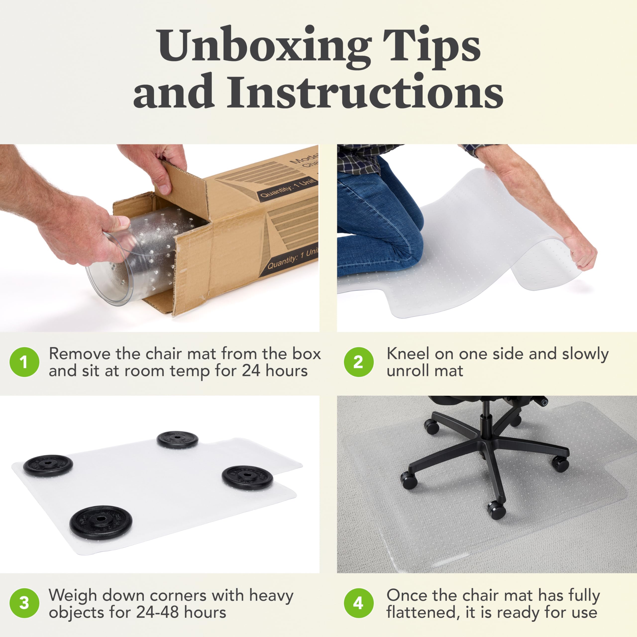 HON Office Chair Mat for Carpet, Computer Desk Chair Mat for Carpeted Floors, Easy Glide for Office or Home with Extended Lip (36” x 48”)