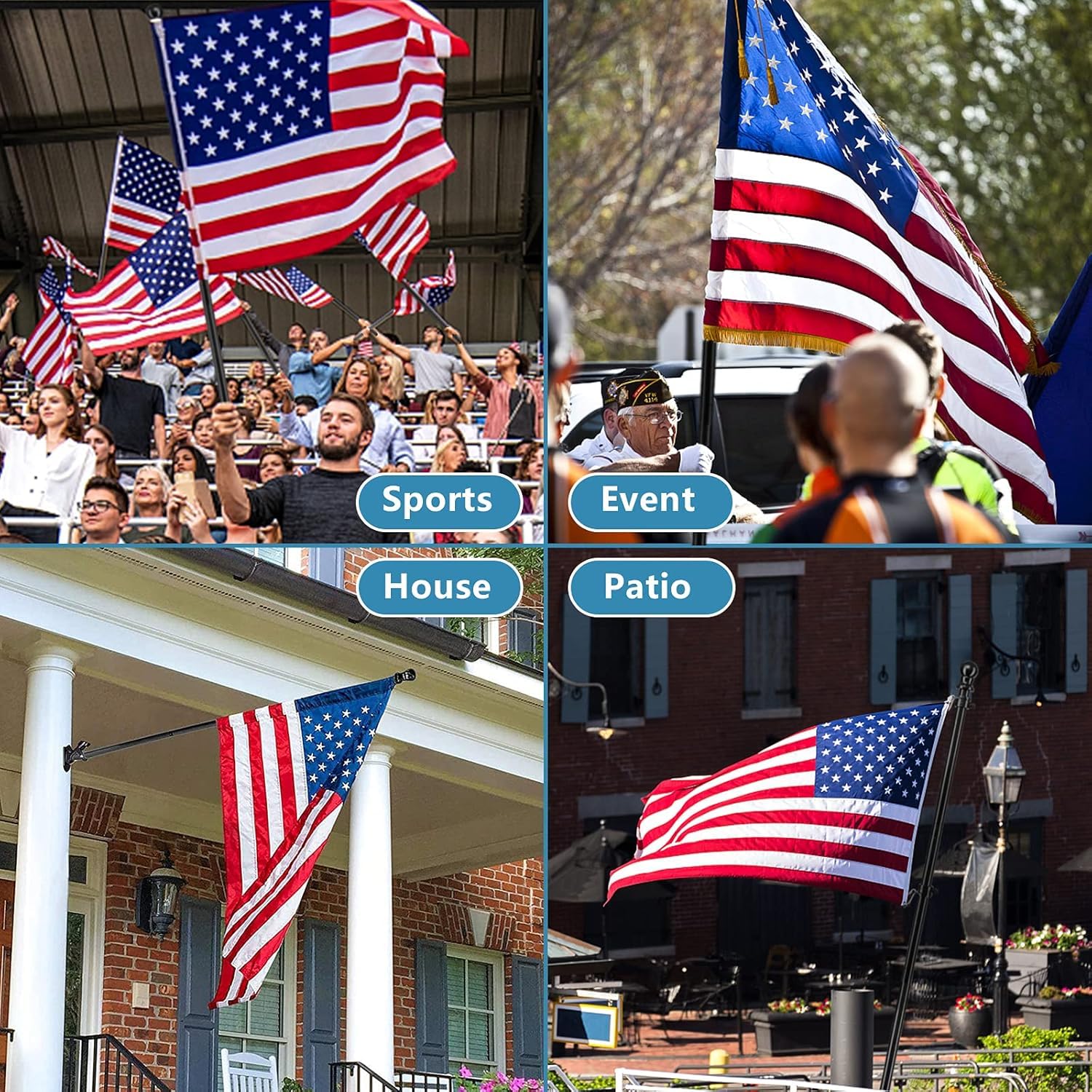 Black Flag Poles for Outside House - 5ft Tangle Free Flag Pole for House,Heavy Duty Metal Flagpole,Outdoor Flagpoles Residential for Porch,Fence (Without Bracket)