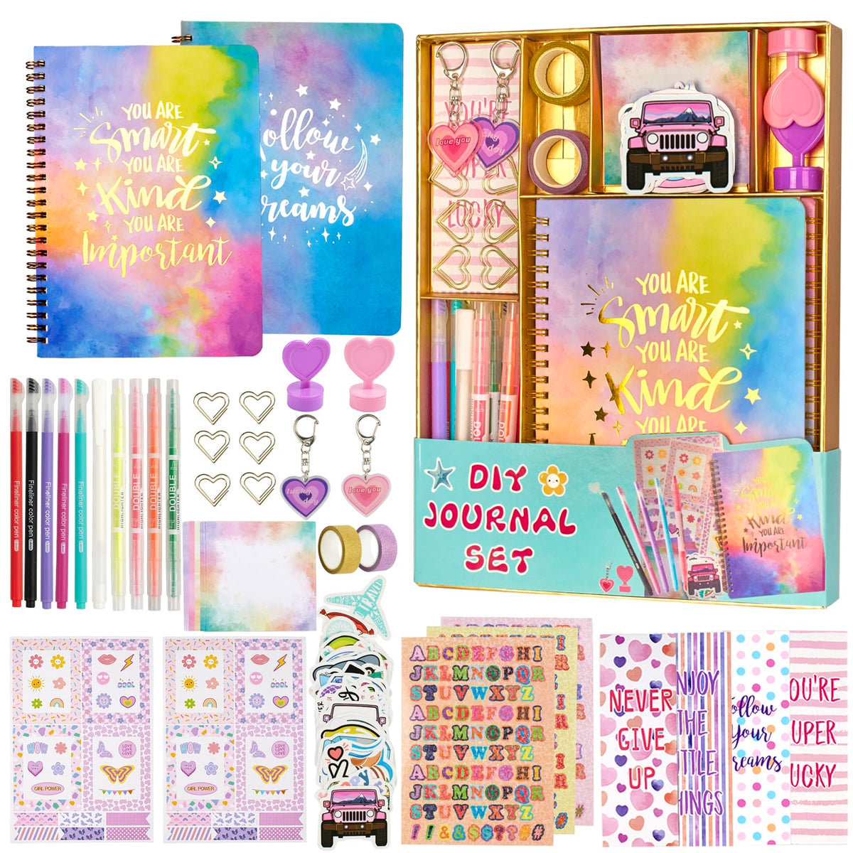 OIHEW 2 PC DIY Journal Kit for Girls Age 8-14, DIY Journal Set for Teen Girl,Christmas|Birthday Gift for 8 9 10 11 12 13 14 Year Old Girl Ideas, Stationery|Scrapbook|Diary Art Crafts Supplies Toy Set