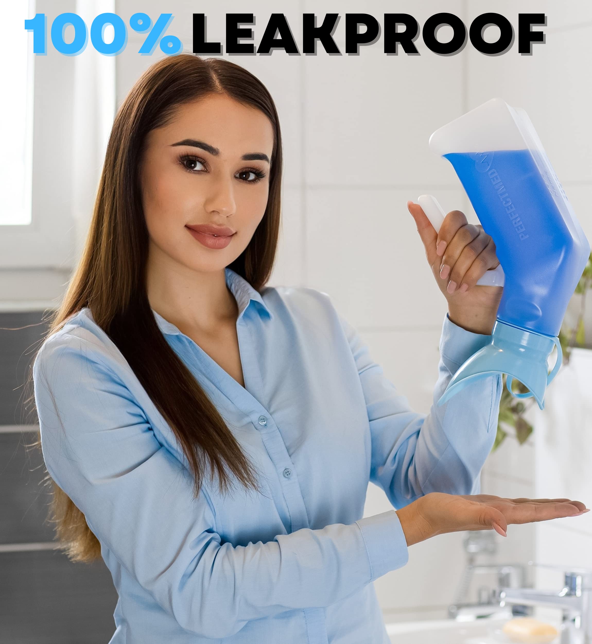 Female Urinal Spill Proof 32 oz (1 Pack) - Urinal for Women - Pee Funnel - Women Bed Pan - Portable Urinals for Women - Sturdy Female Urination Device for Car Travel, Road Trip Essentials