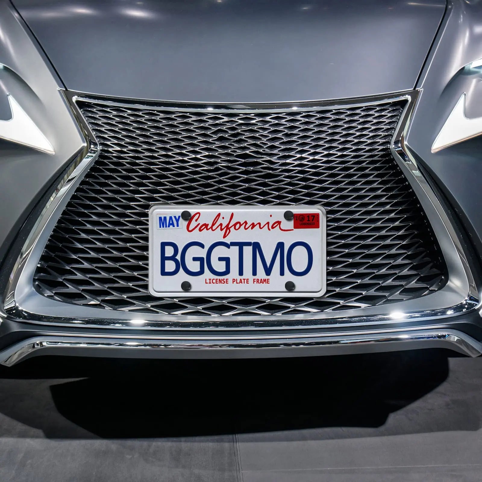 BGGTMO License Plate Bracket Holder- Front License Plate Mounting Kit, Universal Bumper Car Tag Frame Mount Adapter with Stainless Steel Screw Cap, Cable Ties