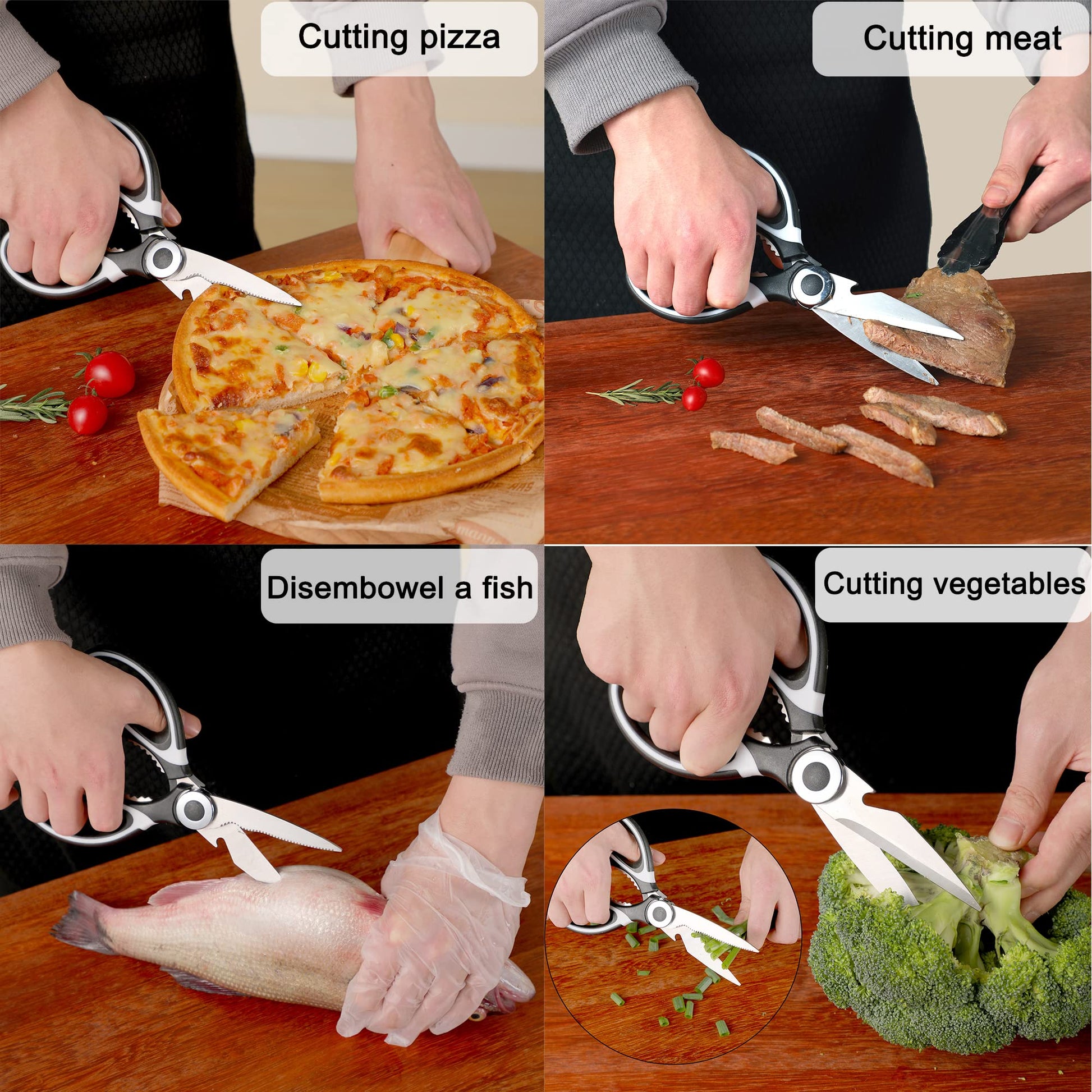 OMDAR Kitchen Scissors All Purpose 3 Pack - Heavy Duty Stainless Steel Cooking Shears for Cutting Meat, Food, Fish, Poultry Multipurpose Sharp Sissors for Dishwasher Safe