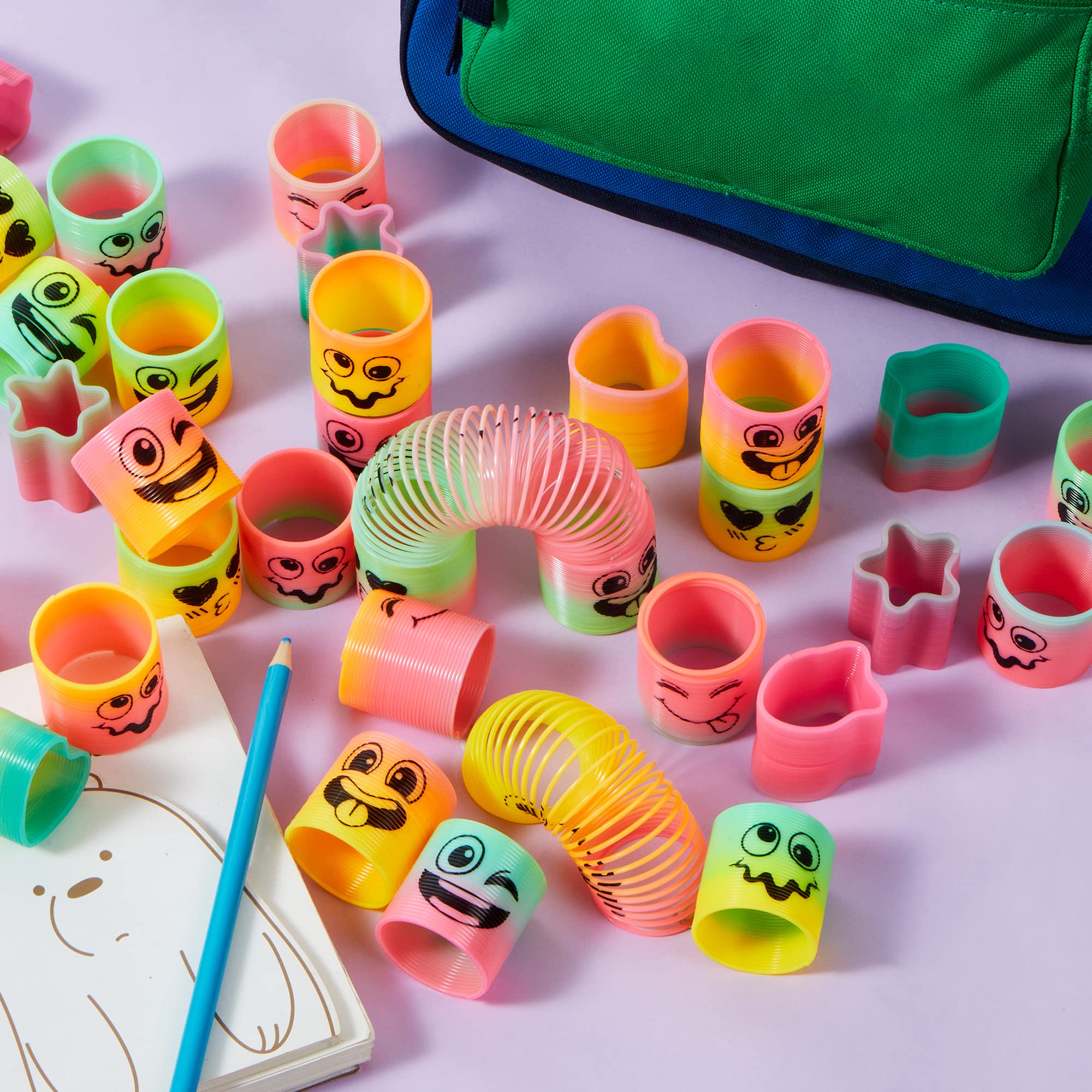 JOYIN 30 Pcs Spring Rainbow Party Favor, Mini Plastic Coil Spring Toy, Fidget Stress Coil Mini Springs Bulk Toys for Carnival Prize Birthday, Halloween Goodie Bag Stuffers