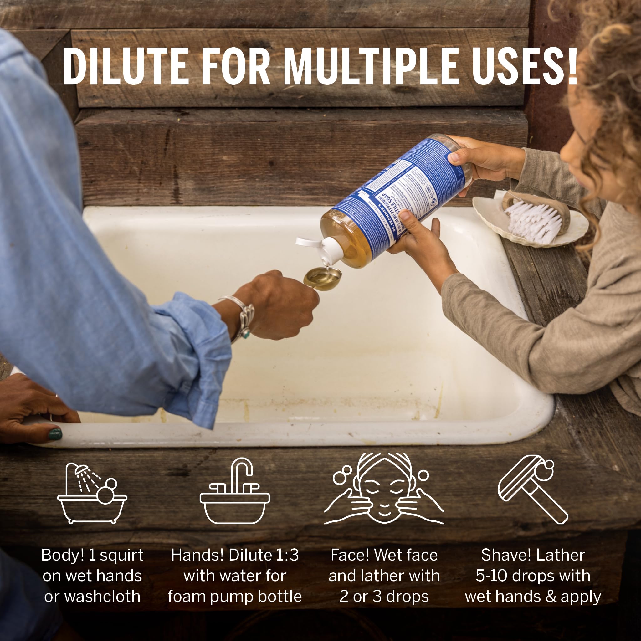 Dr. Bronner's Pure-Castile Magic Liquid Soap - Made with Regenerative Organic Certified Oils- 18-in-1 Uses for Face, Body, Hand, Hair, Laundry & More- Vegan, Non-GMO- Body Wash- Peppermint,32oz