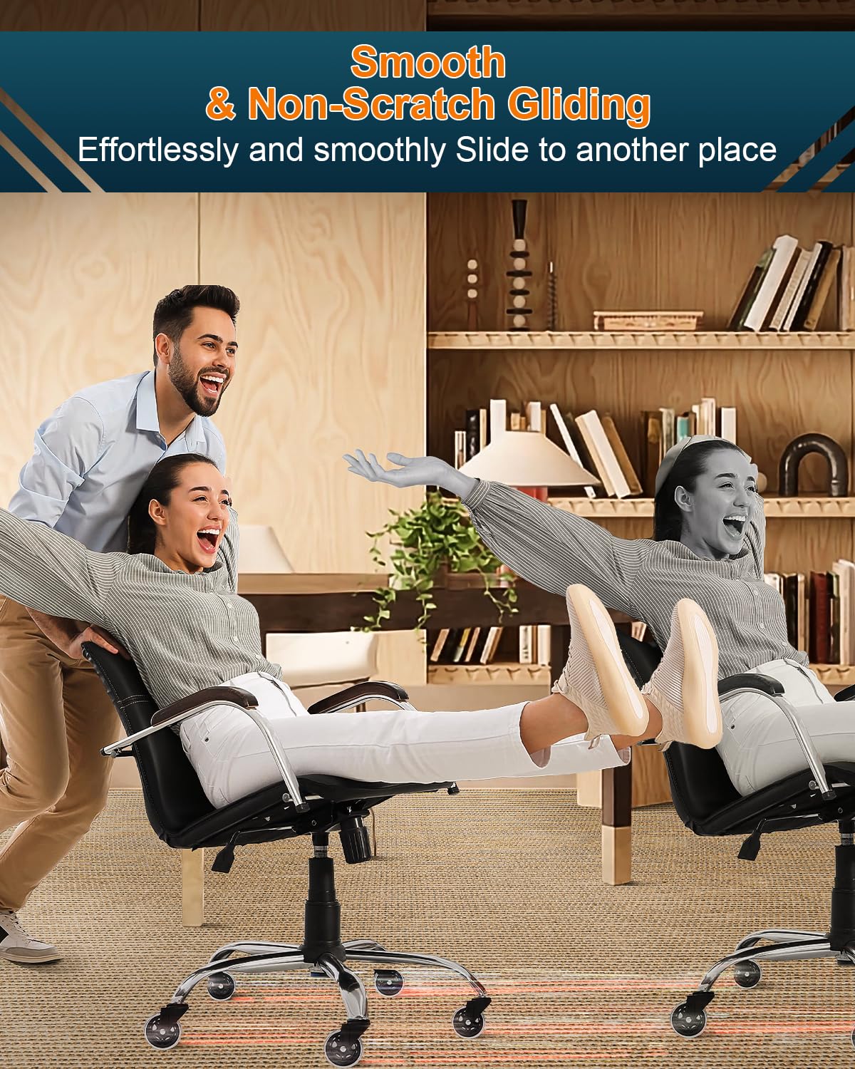 RidRed Office Chair Wheels - Replacement Rubber Wheels - Universal Fit 3 Inch Casters, Heavy-Duty Chair Casters, Noise Free, Fits 98% Chair, for All Floor (5)