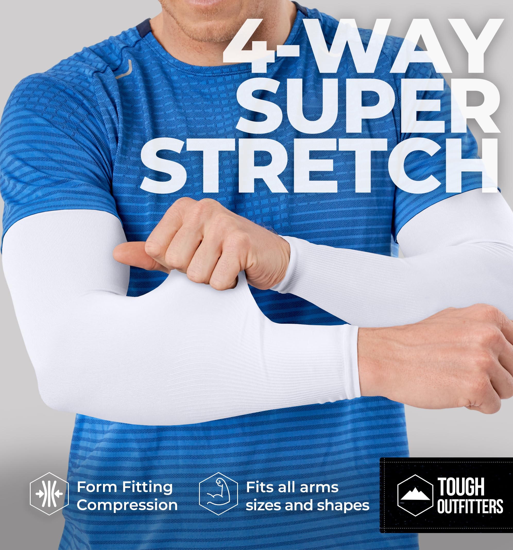 Tough Outdoors UV Arm Sleeves for Men and Women - Sun Protection Sleeves - Compression, Golf, Baseball, Cooling, Tattoo Arm Sleeve - Mangas Para El Sol Para Hombre