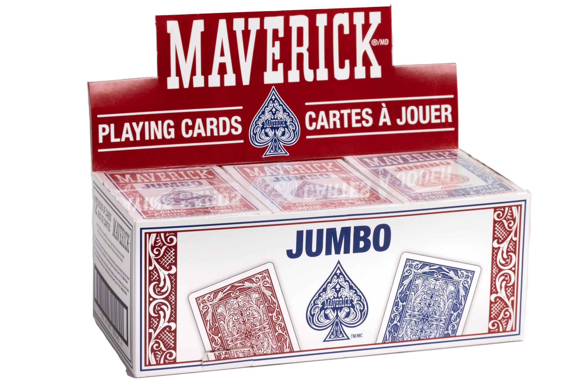 Maverick Playing Cards, Standard Index, Red and Blue, 12 Pack