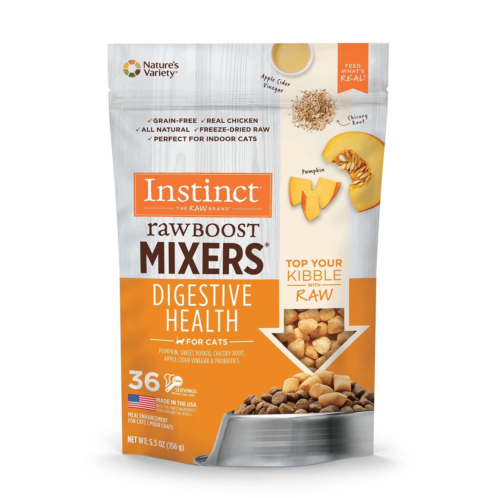 Instinct Freeze Dried Raw Boost Mixers Grain Free Skin & Coat Health Recipe All Natural Cat Food Topper by Nature's Variety, 5.5 oz. Bag