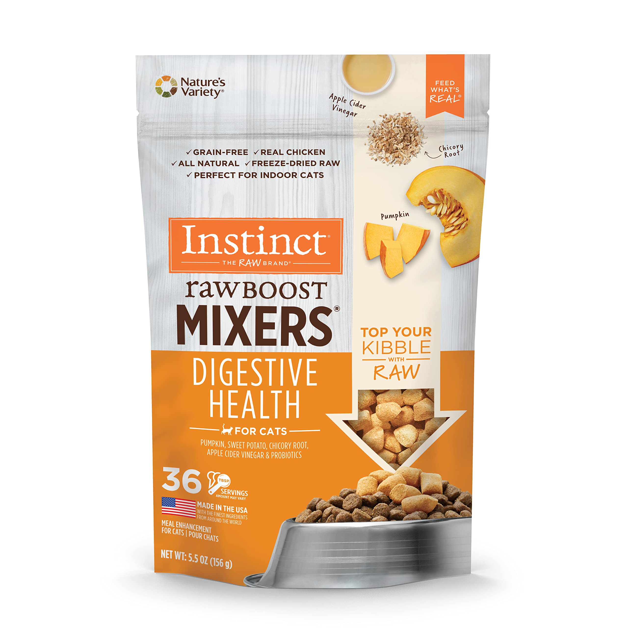 Instinct Freeze Dried Raw Boost Mixers Grain Free Skin & Coat Health Recipe All Natural Cat Food Topper by Nature's Variety, 5.5 oz. Bag