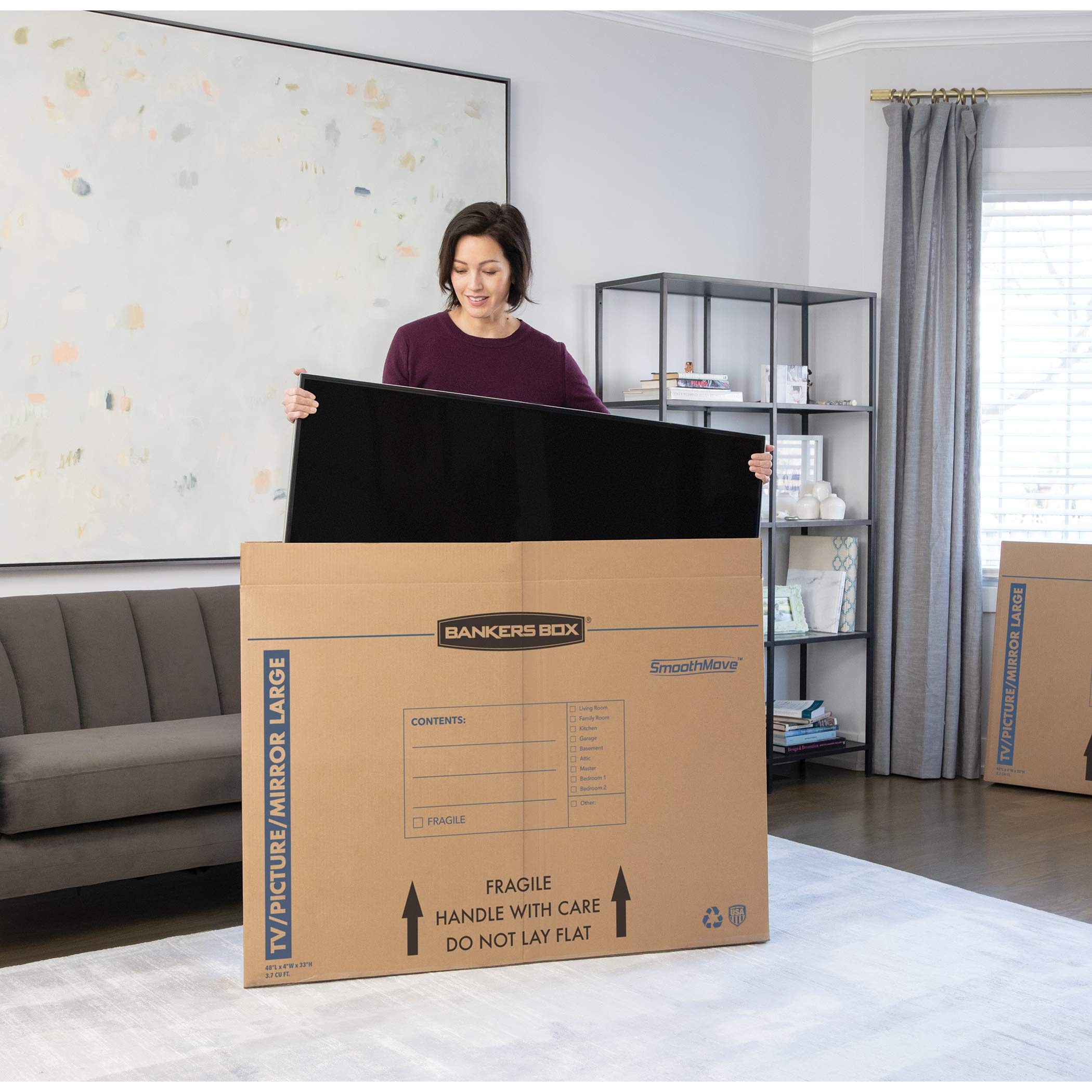 Bankers Box Large - up to 55" TV/Picture/Mirror - Moving Box 4 Pack, 48-in x 4-in x 33-in (7711301)
