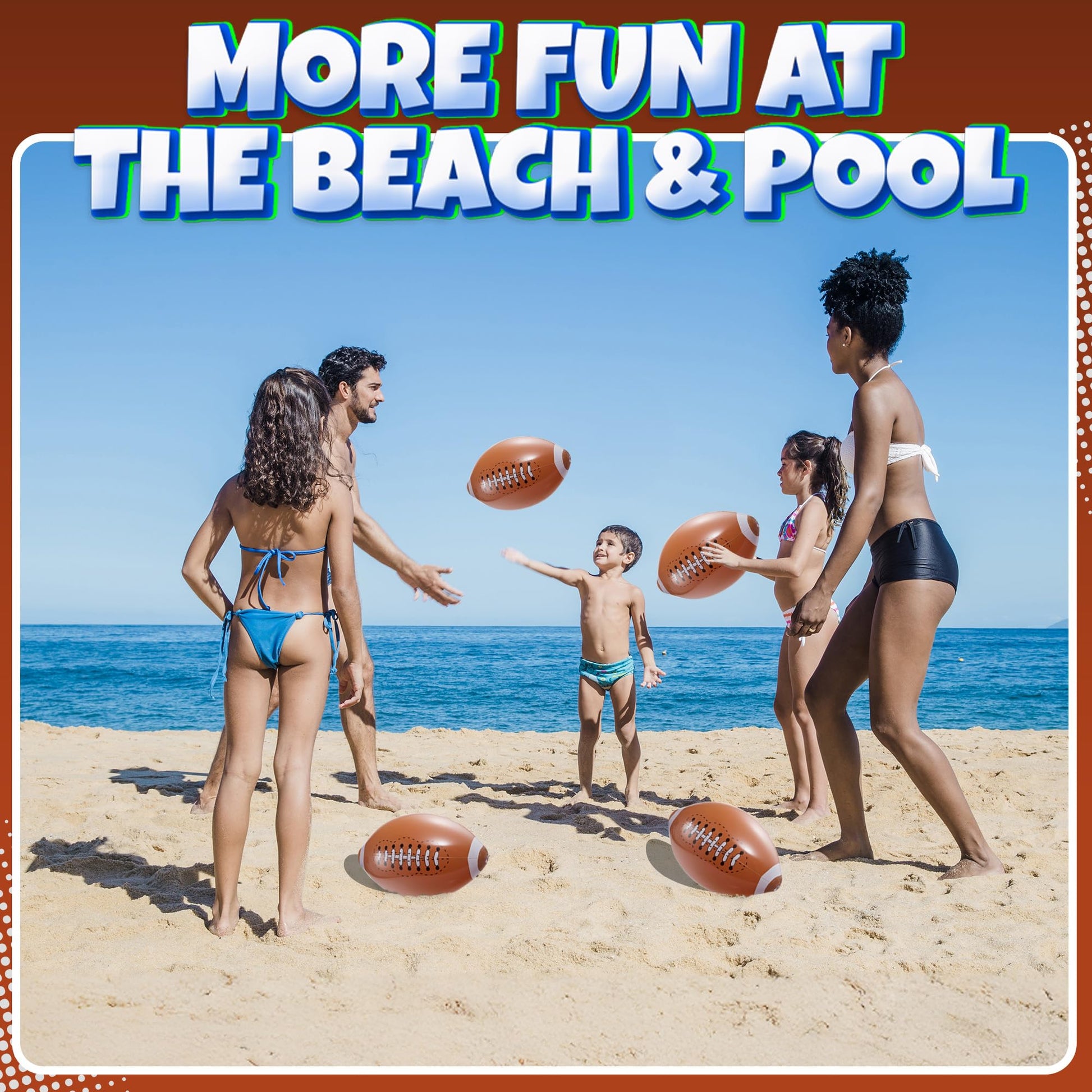 12-Pack 16" Inflatable Footballs for Football Party Decorations & Party Favors – Blow-Up Sports-Themed Beach Balls for Game Day & Birthday Supplies, Goodie Bag Stuffers