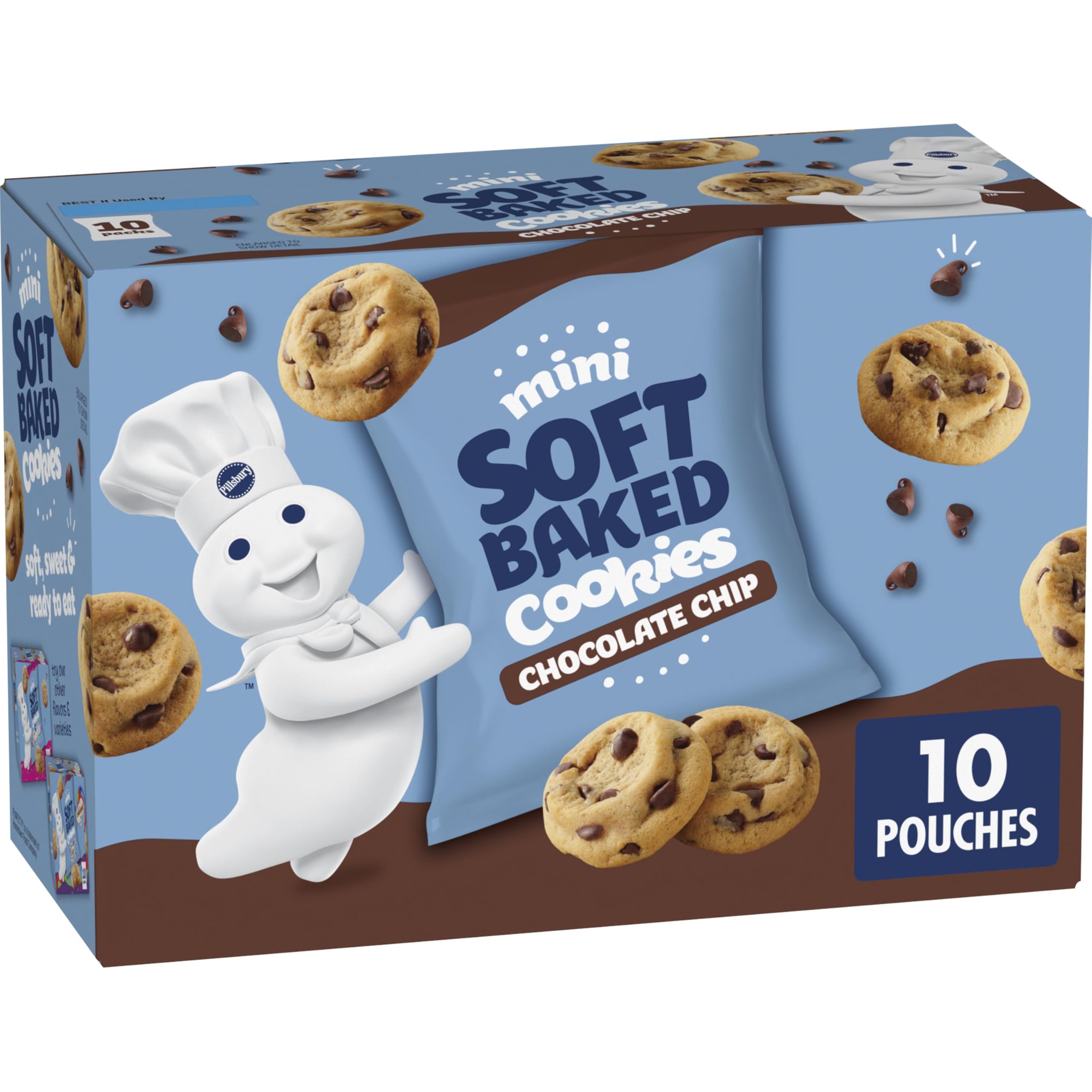 Pillsbury Mini Soft Baked Cookies, Chocolate Chip, Snack Bags, 10 Ct, 10 oz