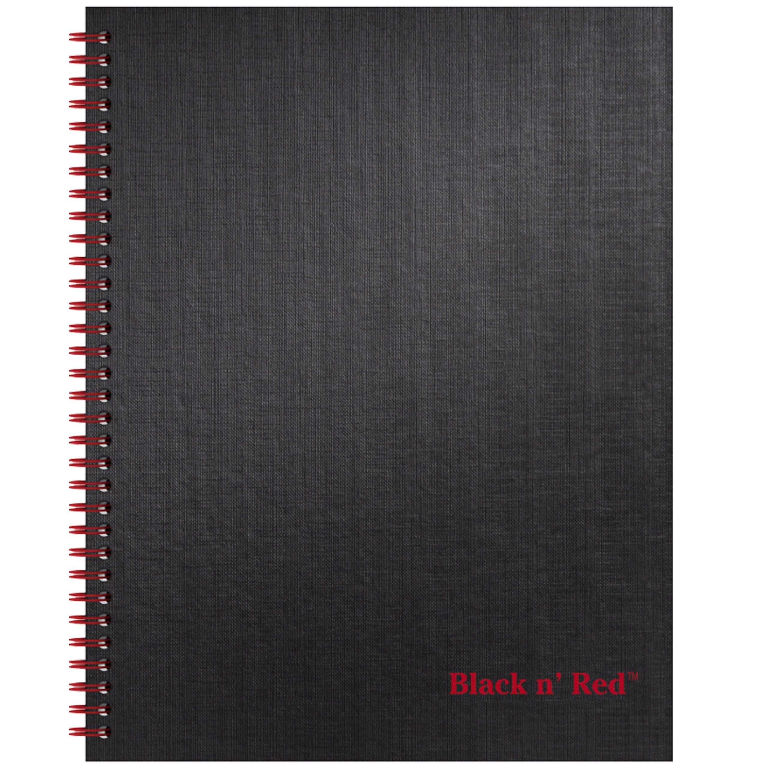 Black n' Red Notebook, Business Journal, 11" x 8-1/2", 70 Sheets, Ruled, Optik Paper, Scribzee App, Hardcover, Wirebound, Black (K67030)