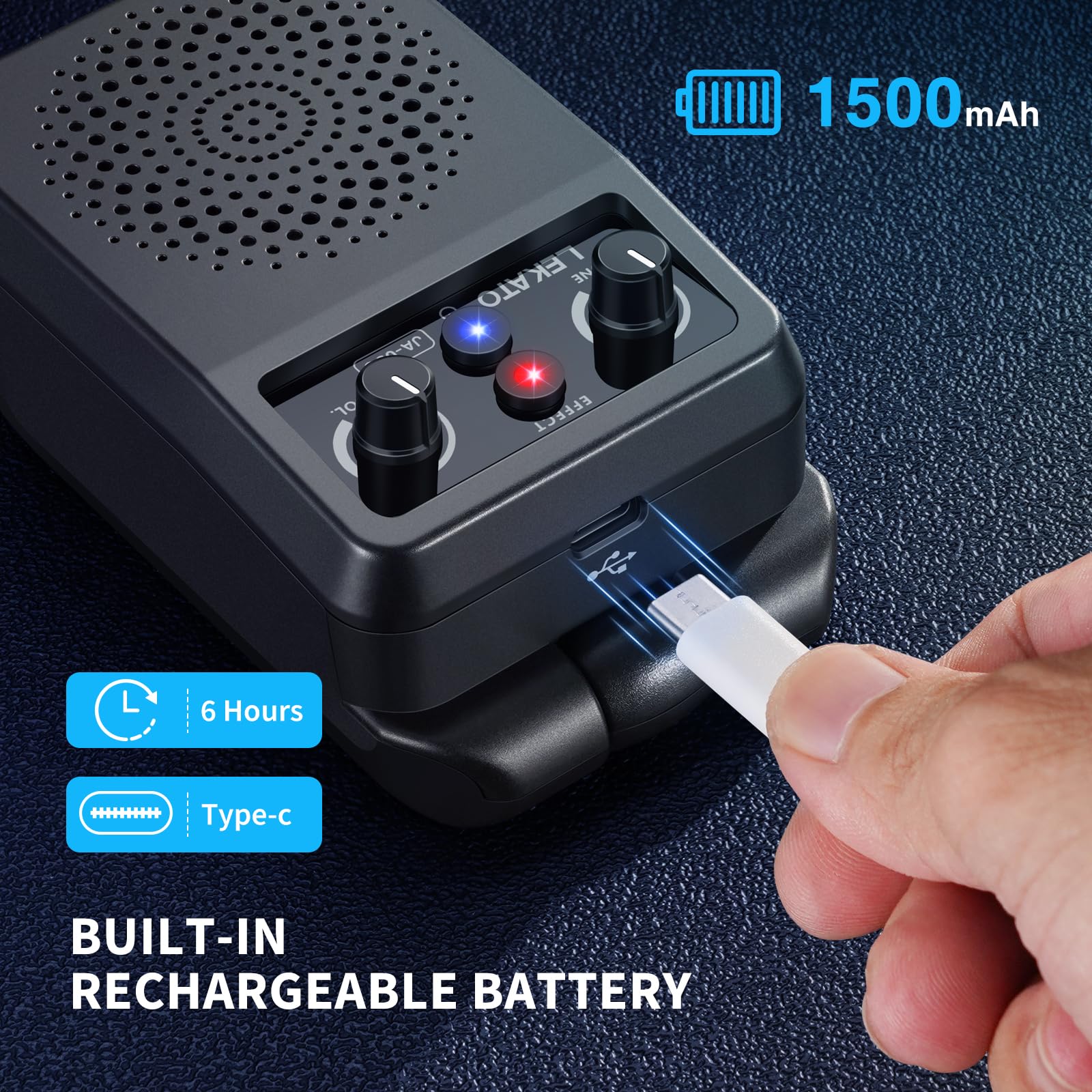 LEKATO Mini Electric Guitar Amp 5W, Portable Guitar Amp Bluetooth with Built-in 4 Effects, Clean Distortion Overdrive Reverb, Rechargeable Small Amplifier for Practice, Black (JA-05G)