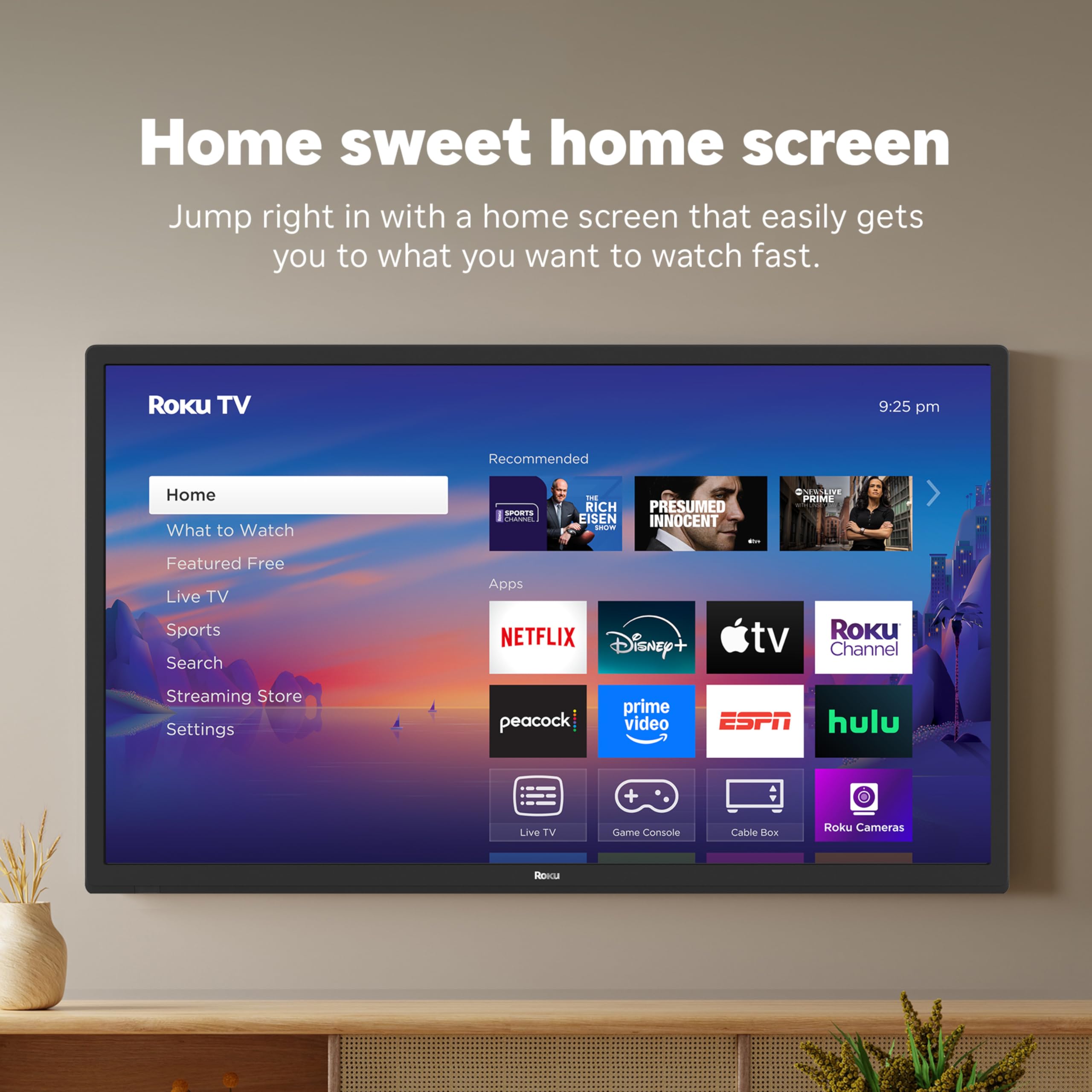 Roku Smart TV 2025 – 32-Inch Select Series, 1080p Full HD TV – Roku TV with Voice Remote – Flat Screen LED Television with Wi-Fi for Streaming Live Local News, Sports, Family Entertainment