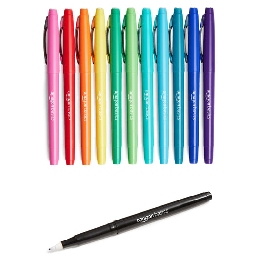 Amazon Basics Felt Tip Marker Pens, 12-Pack, Assorted Colors