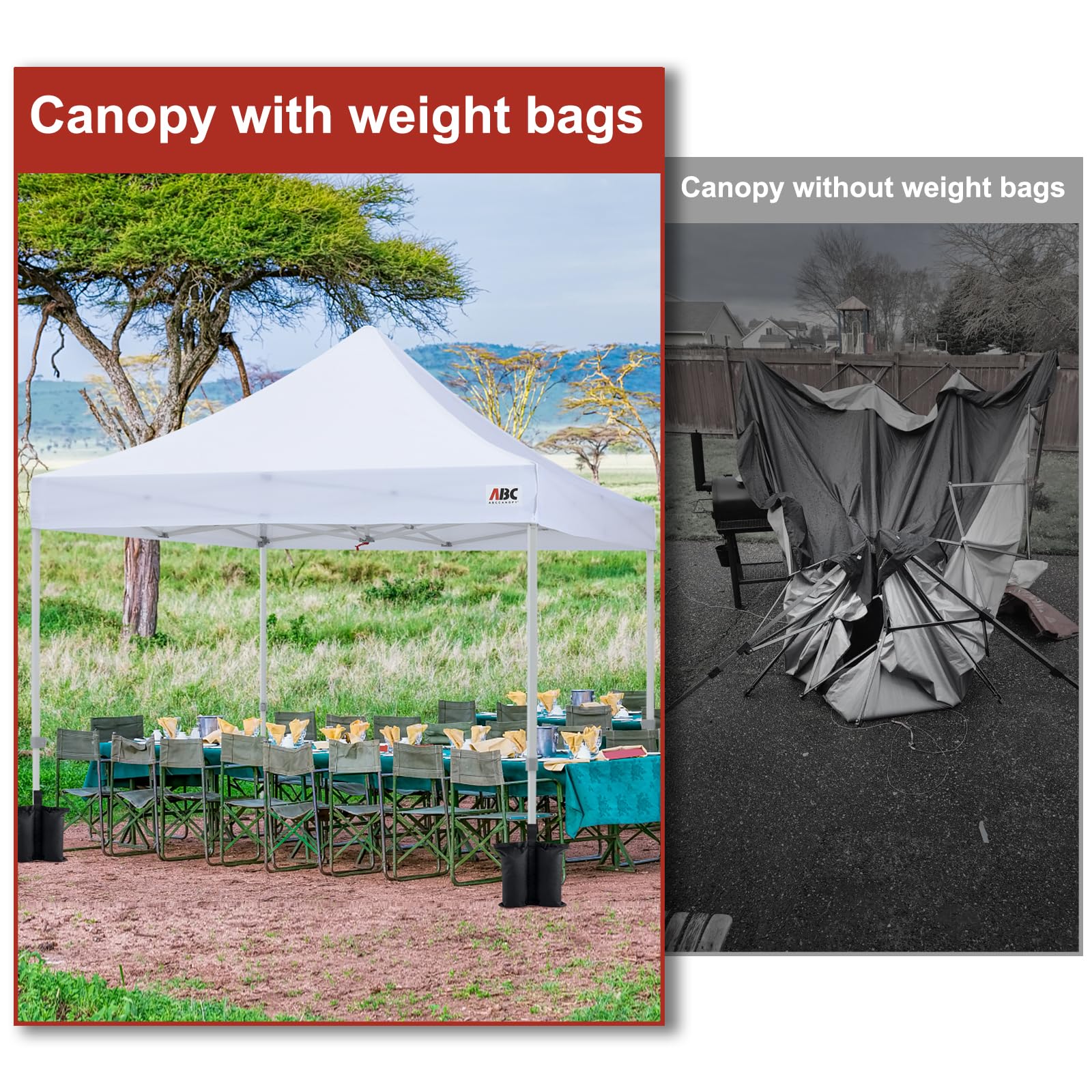ABCCANOPY Canopy Weights 120 LBS Gazebo Tent Sand Bags,4pcs-Pack (Black)