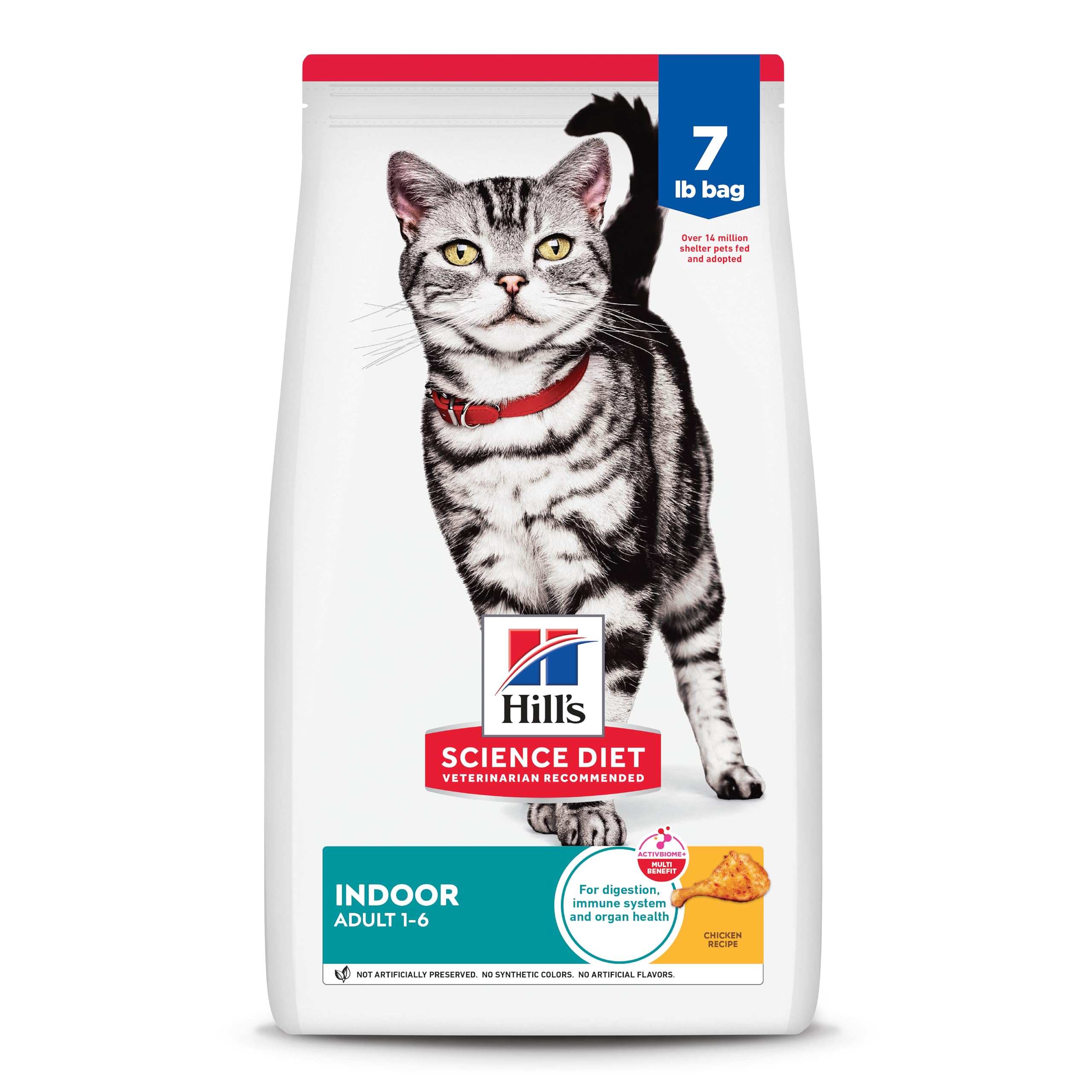 Hill's Science Diet Indoor, Adult 1-6, Easy Litter Box Cleanup, Dry Cat Food, Chicken Recipe, 7 lb Bag