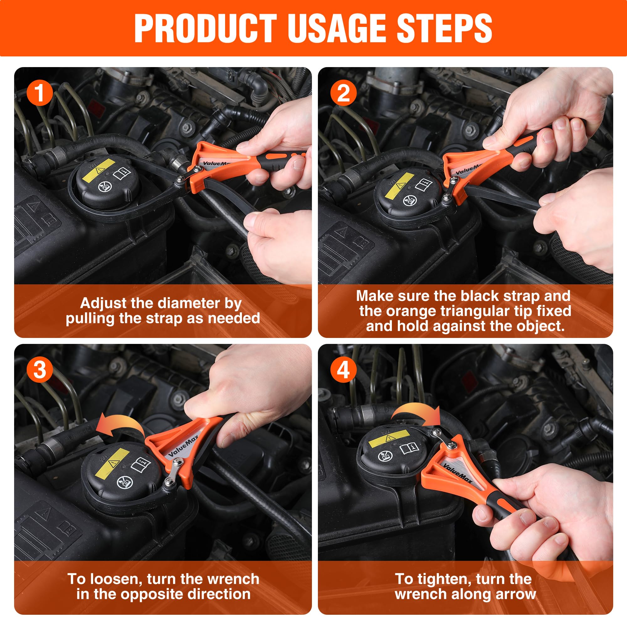 ValueMax 2-piece Strap Wrench Set, Adjustable Oil Filter Wrench with Max Diameter 4" (Small) and 6"(Large) for Shower Head Water Filter, Jar Opener Set
