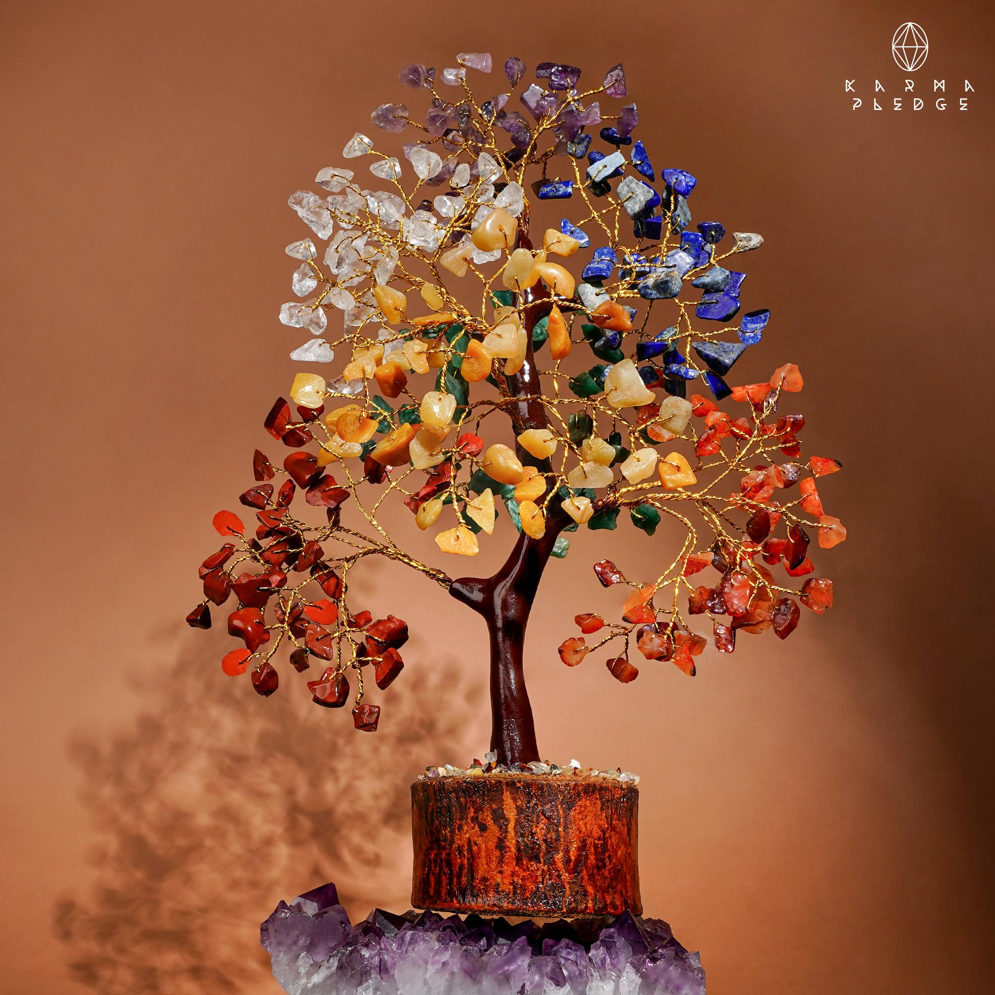 Crystal Tree of Life 7 Chakra Healing Crystal Trees for Home Decor, Office Desk Decor, Boho Decor, Handmade Bonsai Trees for Positive Energy, Money, Good Luck Birthday Gifts for Women, Mom