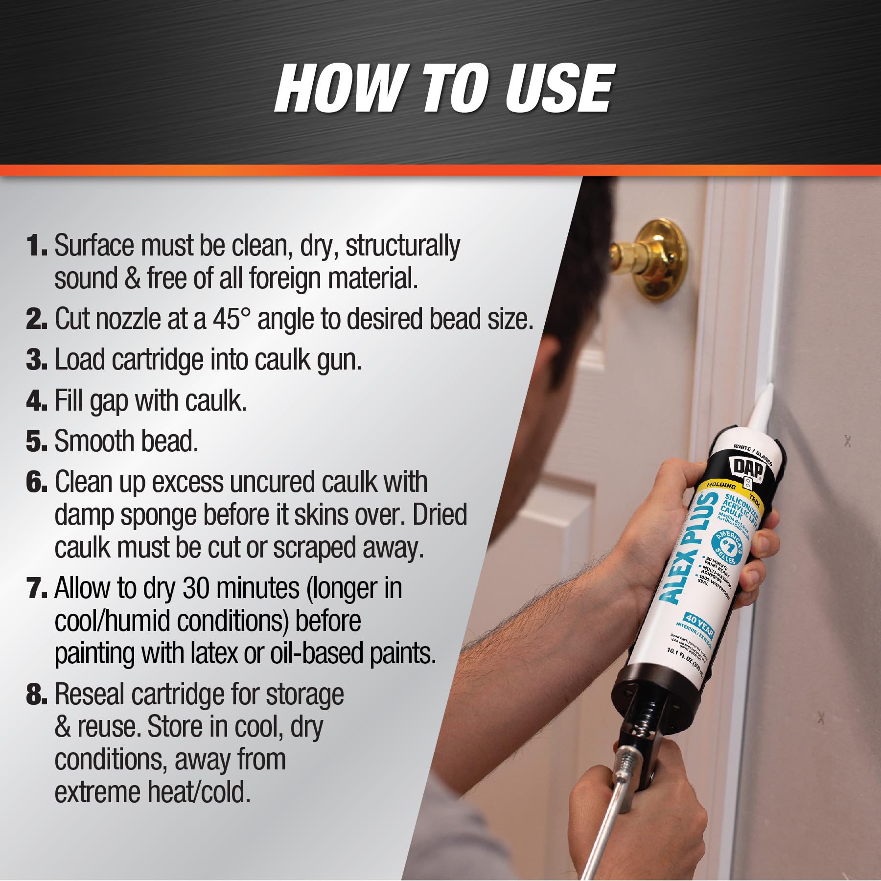DAP INC 18152 10.1oz White Alex Plus Acrylic Latex Caulk with Silicone