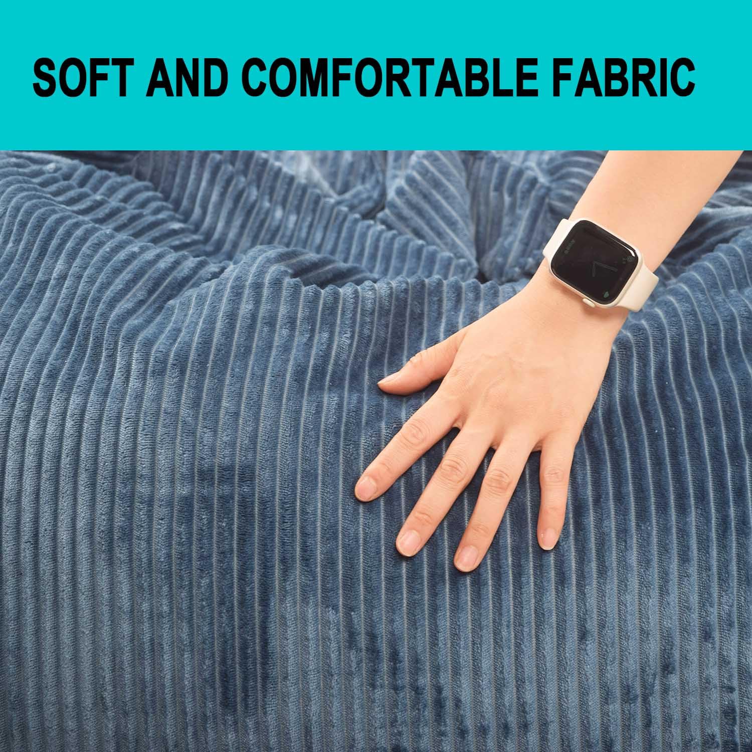 Classic Bean Bag Chair, with Faux Rabbit Fur Cover for Teens and Kids, Memory Foam Bean Bag Chairs, Ultra Soft Faux Fur Fabric, 2.5 feet Round Fluffy Bean Bag Sofa