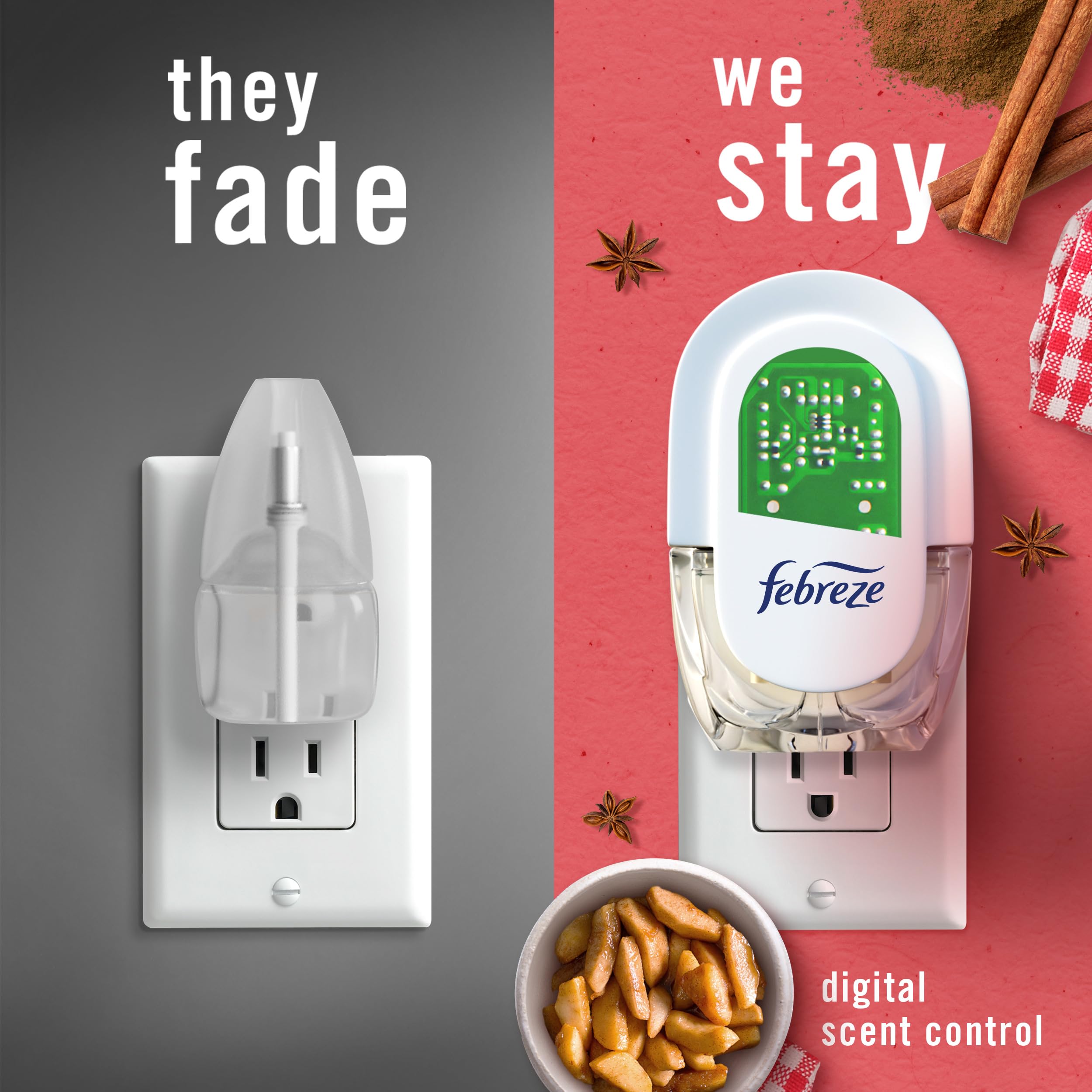 Febreze Plug In Air Freshener, Odor-Fighting Scented Oil Refill, Holiday Mix, 3 Refill