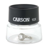 Carson LumiLoupe 10X Power Black/Clear Stand Magnifier, Ambient Light, 1.0 inch Lens Diameter, 2.0 inch Base Diameter, 2.0 x 1.75 x 2.0 inches, 0.05 kg