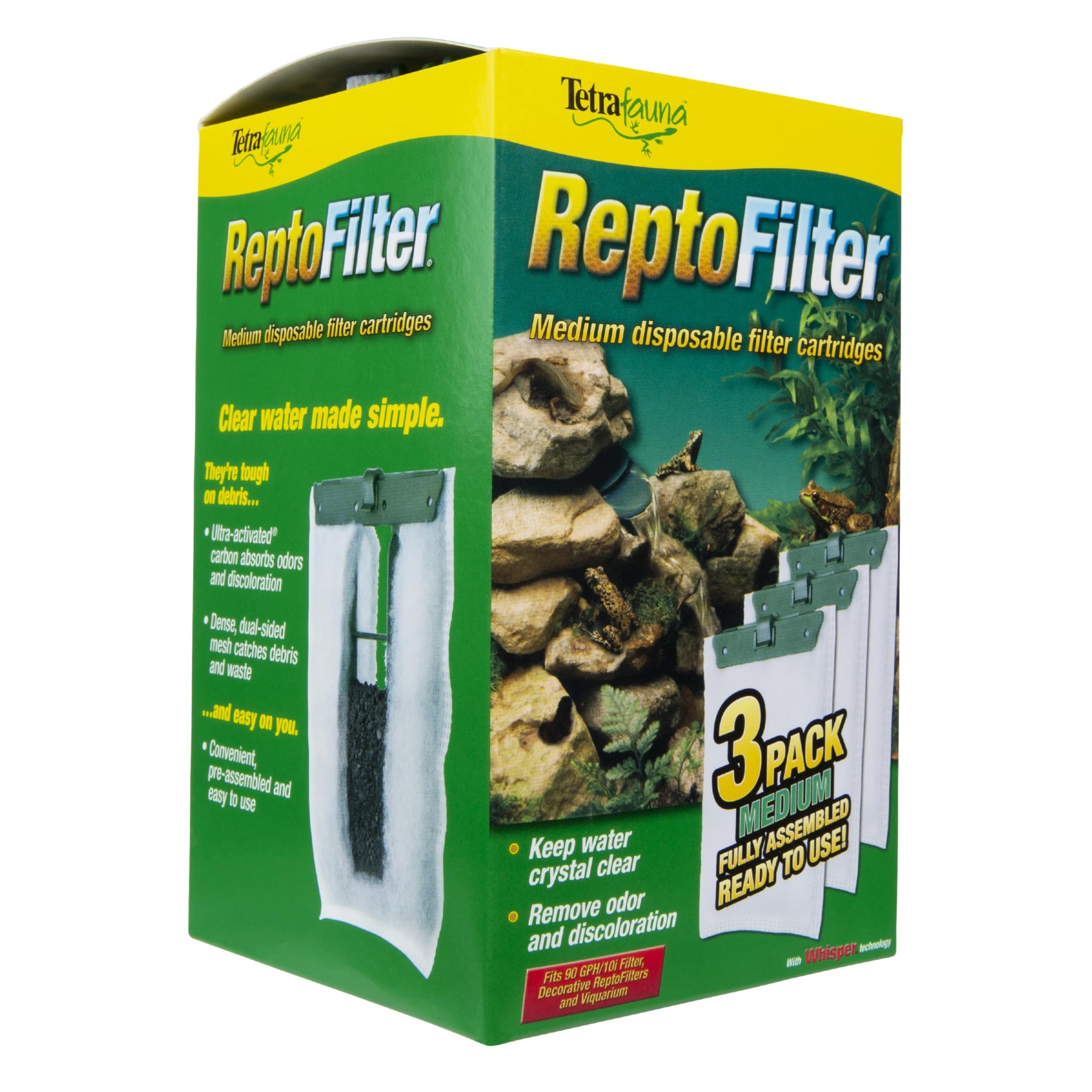 TetraFauna ReptoFilter Filter Cartridges, Size Medium, Filter Cartridge Refills, 3 Count
