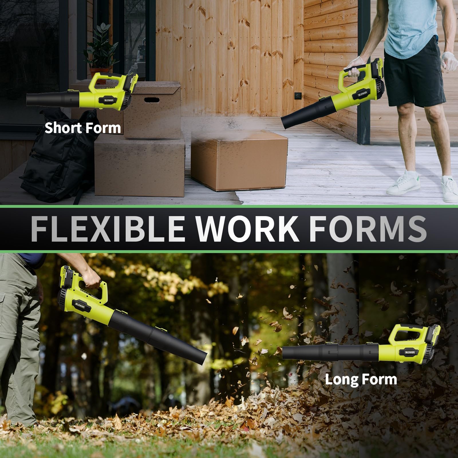 Leaf Blower, 21V Cordless Electric Blower with 2 2.0Ah Batteries and 1 Hour Fast Charger, Lightweight Leaf Blower for Patio Cleaning, Lawn Care, Blowing Fallen Leaves and Dust, etc.