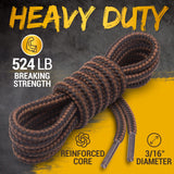 Miscly Round Boot Laces [1 Pair] Heavy Duty and Durable Shoelaces for Boots, Work Boots & Hiking Shoes (Black/Brown, 54 inches (137 cm))