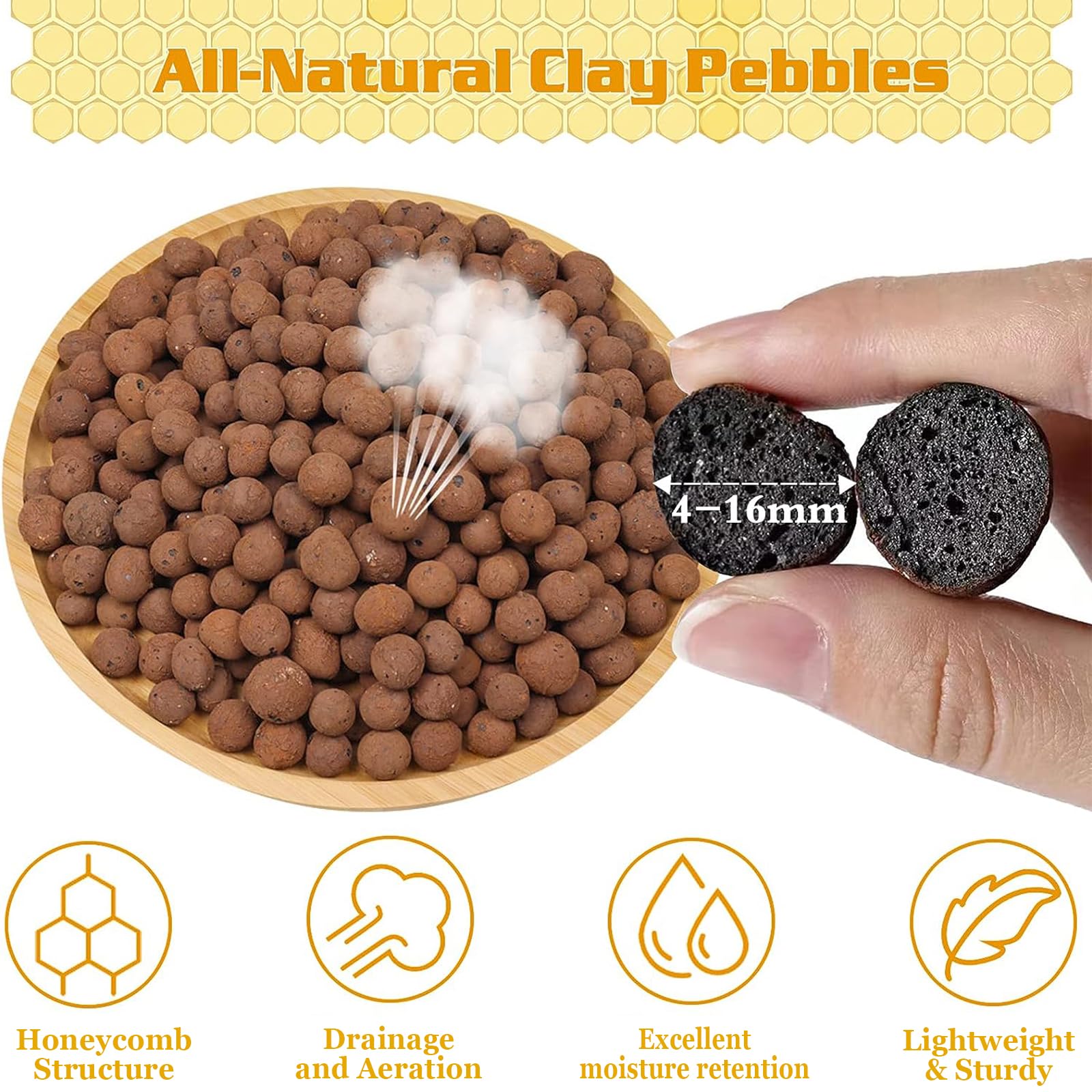Legigo 10 LB Organic Leca Clay Pebbles for Plants, 4mm-16mm 100% Natural Leca Balls for Indoor Plants, Hydroton Clay Pebbles for Plants Hydroponic Aquaponics Growing Orchid Drainage Terrarium