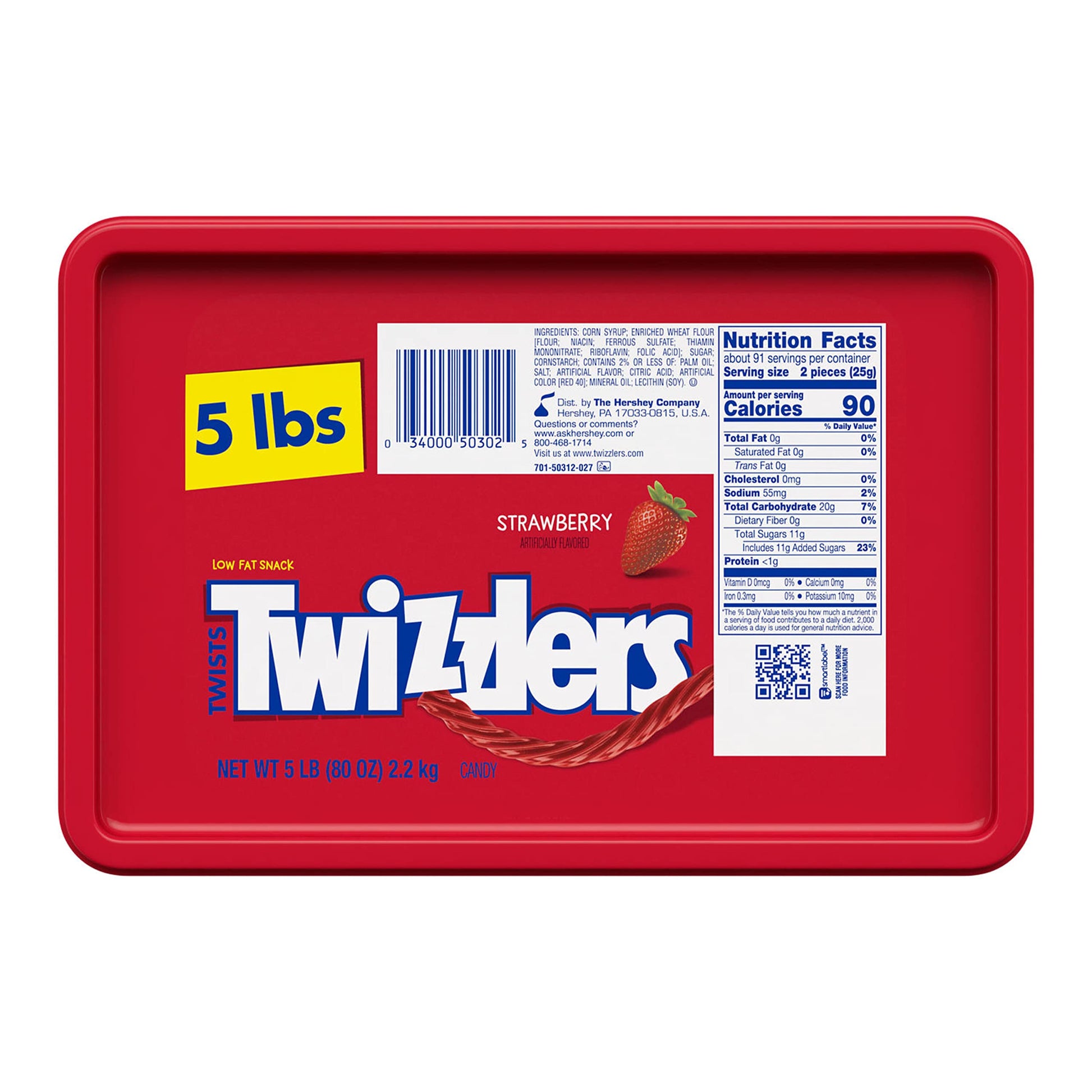 TWIZZLERS Twists Strawberry Flavored Licorice Style, Chewy Candy Tub, 5 lb