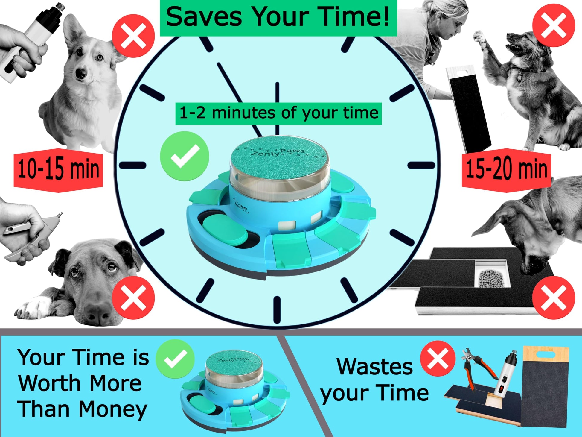 Zenly Paws Nail File Toy, Dog Scratch Pad for Nails, Dog Nail Scratch Board, Scratching Board for Dogs, Scratching Pads Files Scratcher Slow/Puzzle Feeder W/Treat Box Dispenser Trimmer Grinder Filer