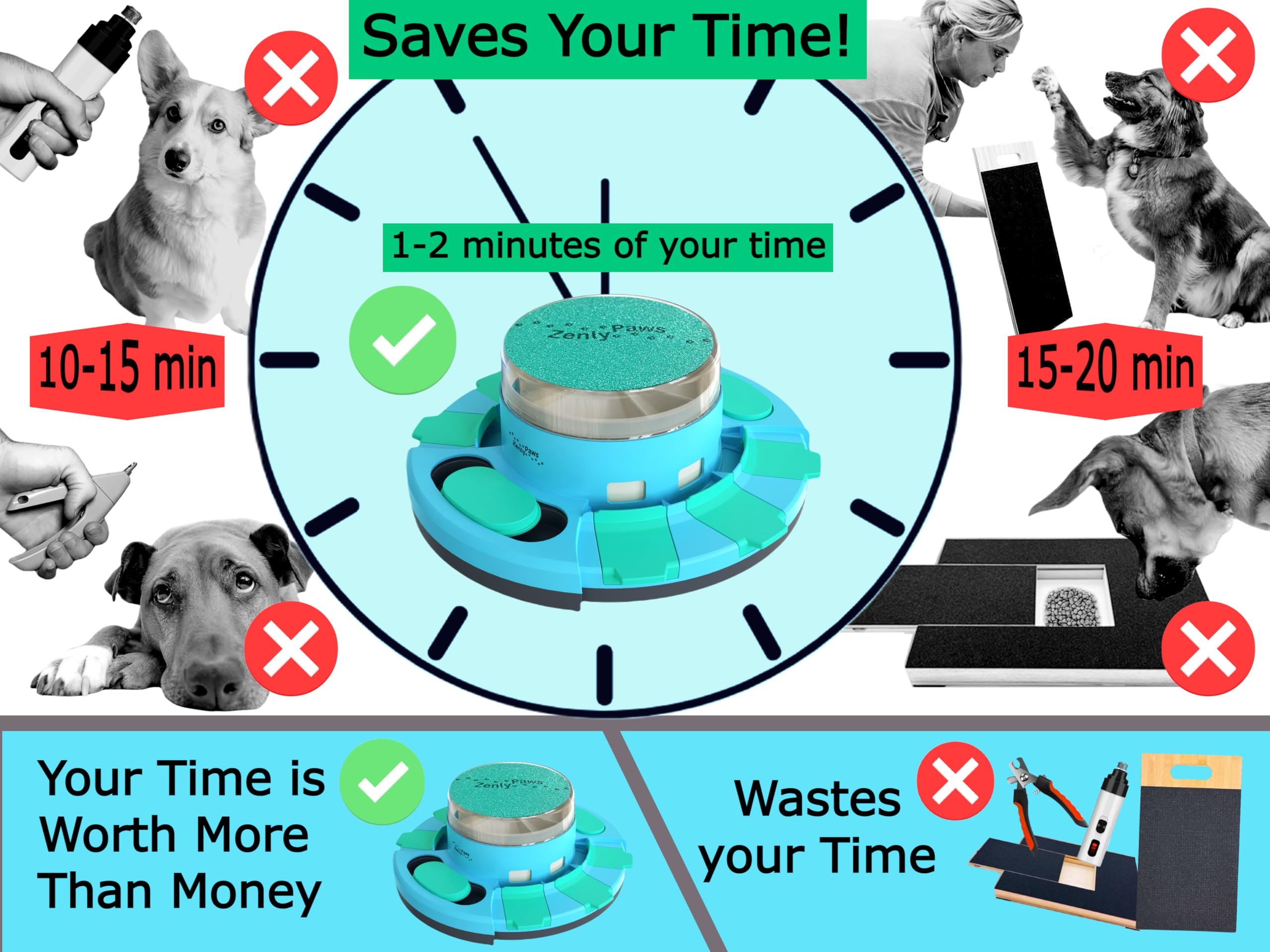 Zenly Paws Nail File Toy, Dog Scratch Pad for Nails, Dog Nail Scratch Board, Scratching Board for Dogs, Scratching Pads Files Scratcher Slow/Puzzle Feeder W/Treat Box Dispenser Trimmer Grinder Filer