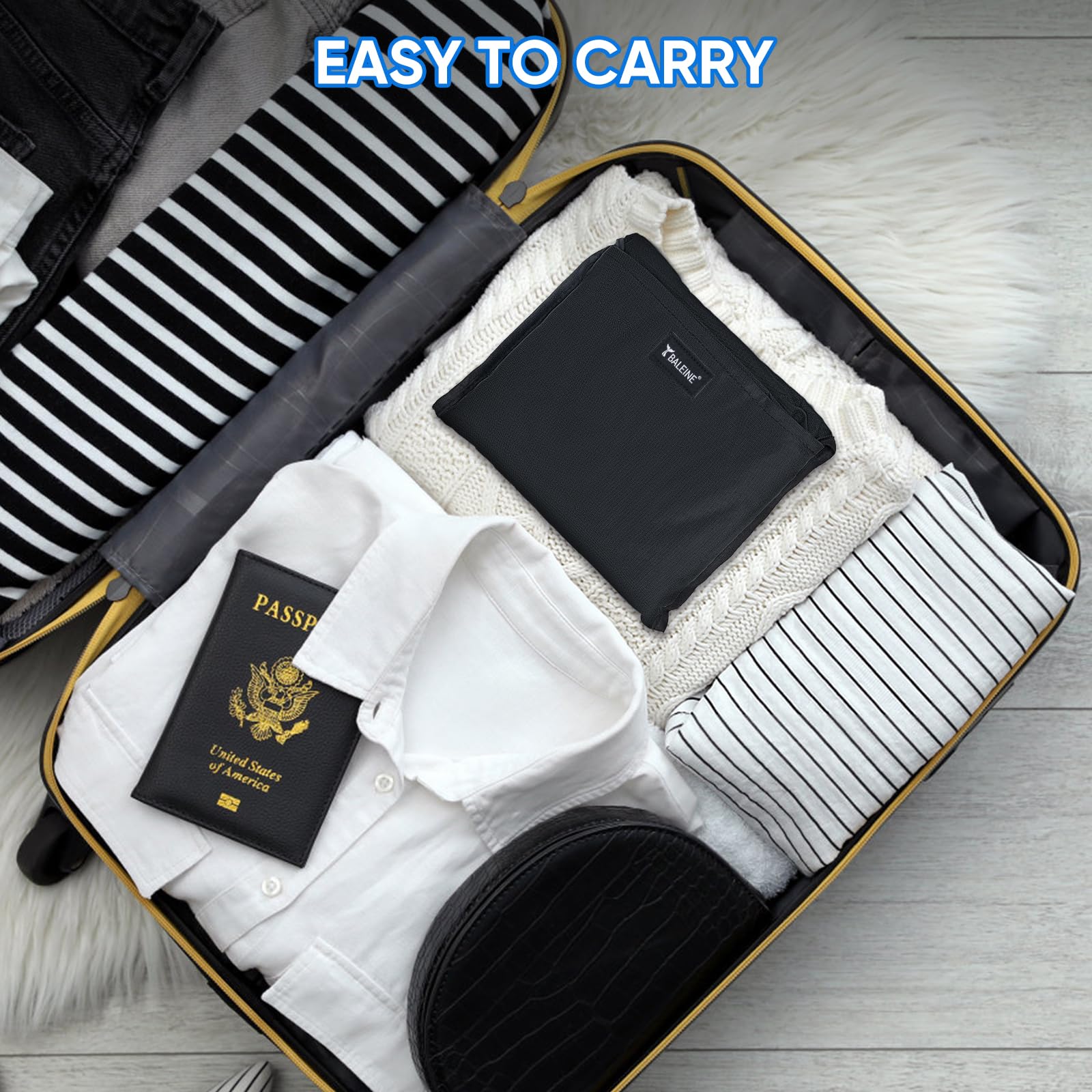 BALEINE 120L Laundry Bag Backpack, 900D Oxford Fabric Large Travel Laundry Bags with Shoulder Straps and 2 Mesh Pockets for College Dorm, Apartment, Laundromat (Black, 120L)