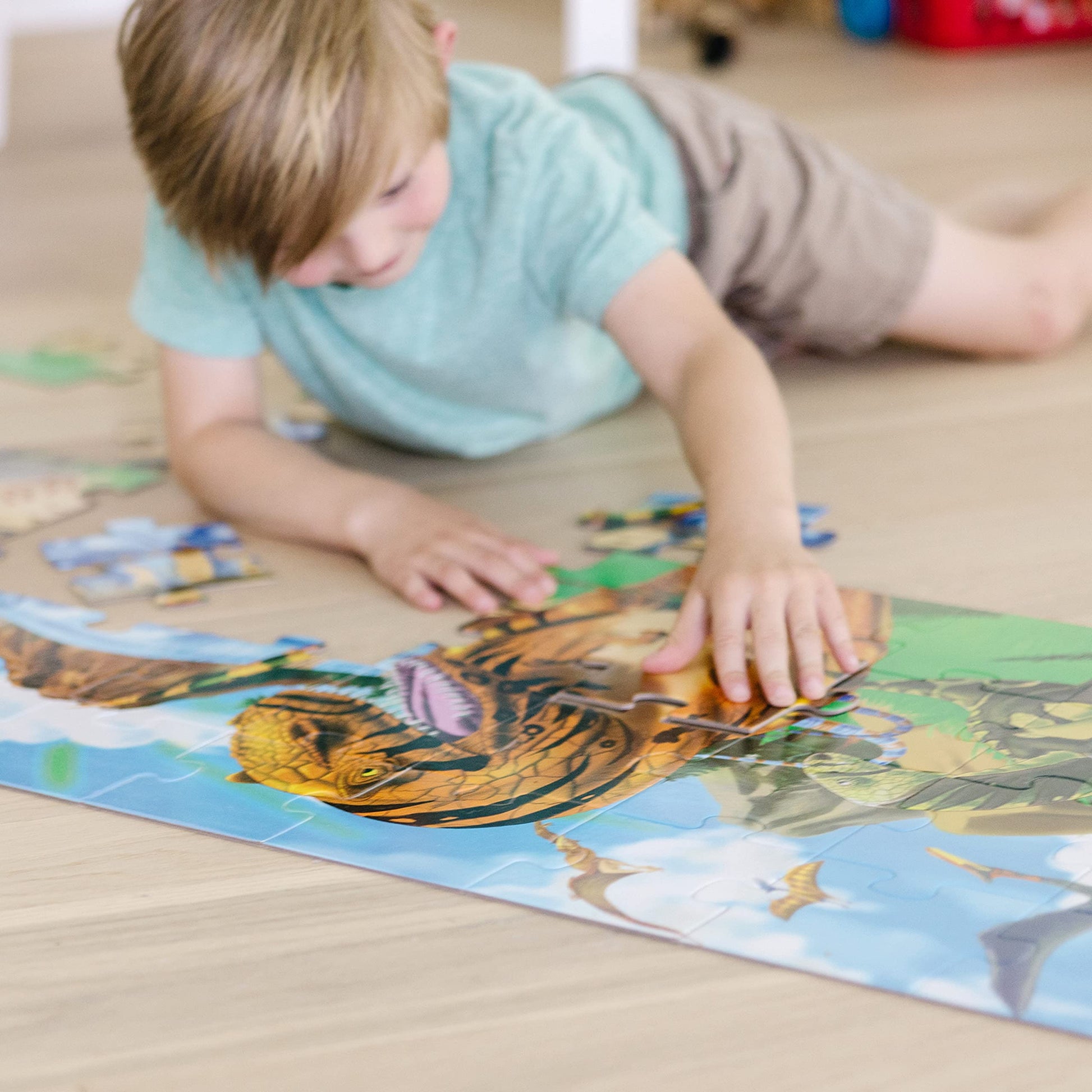 Melissa & Doug Land of Dinosaurs Floor Puzzle (48 pcs, 4 feet long) - FSC Certified