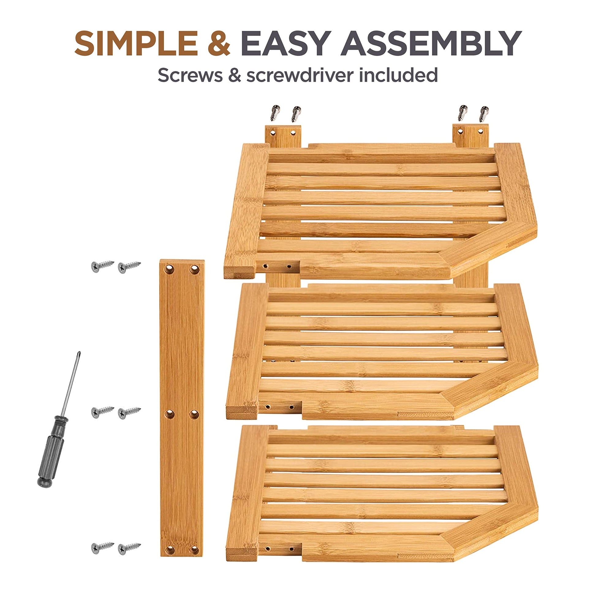 Cabinet Organizer Shelf - Bamboo Corner Rack for Kitchen Counter, Cabinet Space Saver for Plates, Dishes, Bowls, Bread - Pantry and Bathroom Storage or Countertop - Useful Home & Housewarming Gift