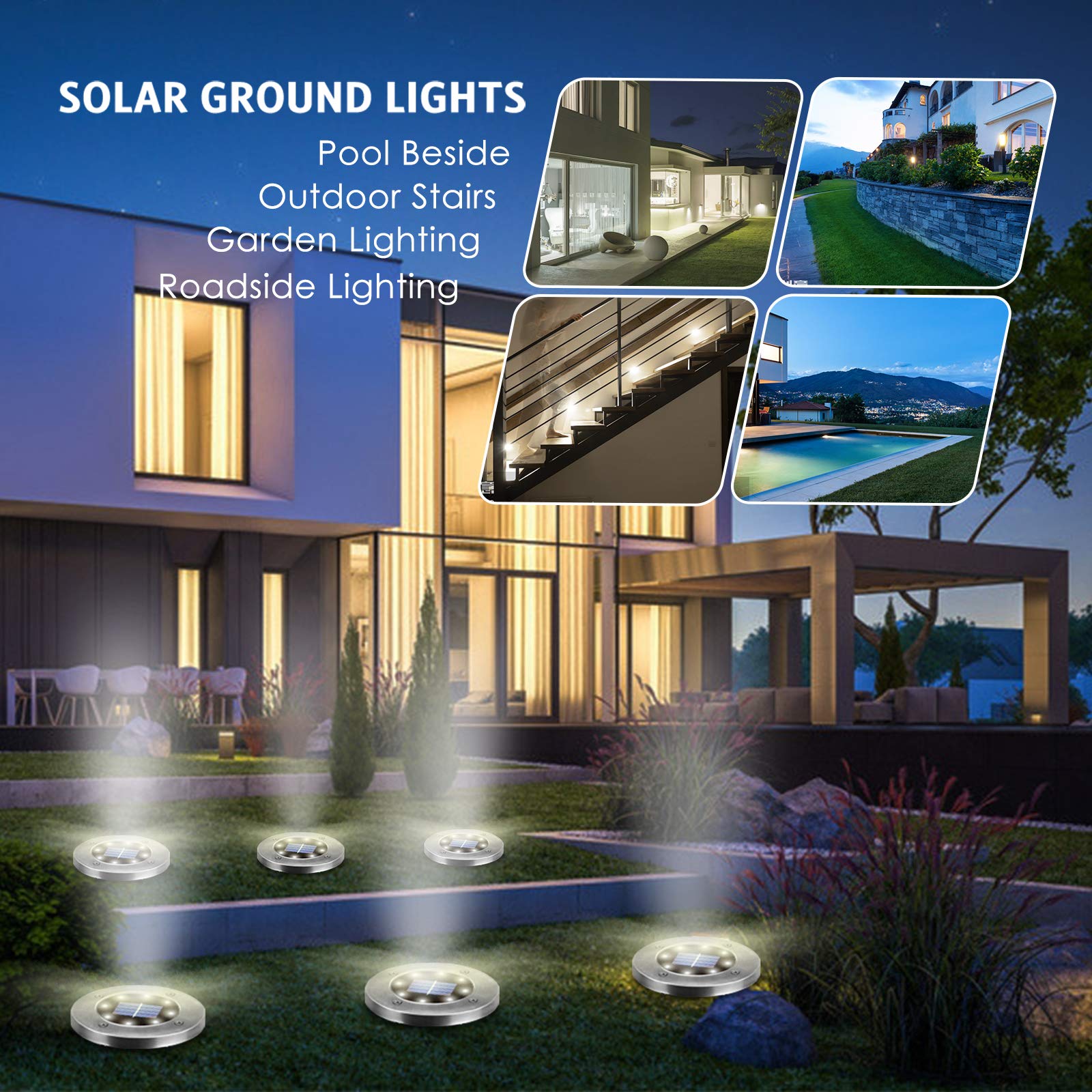 Solar Lights Outdoor 12 Pack, Solar Garden Outdoor Waterproof Pathway Lights Bright In-Ground Light Outdoor Lighting Decor for Lawn, Patio, Yard, Driveway, Step and Walkway White Light