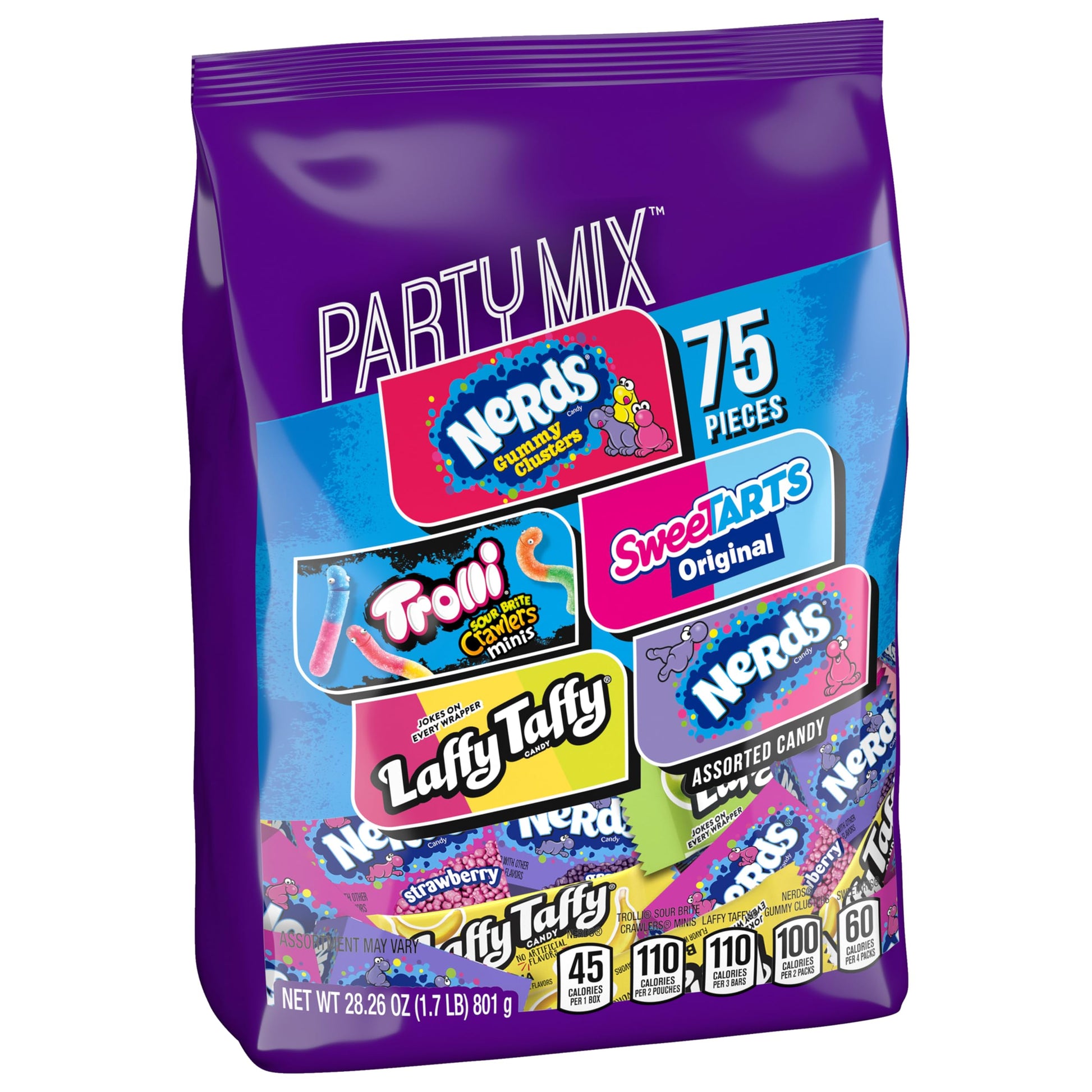 SweeTARTS Variety Party Mix, Individually Wrapped Assorted Candy, 28.6 Ounce (75 Count)