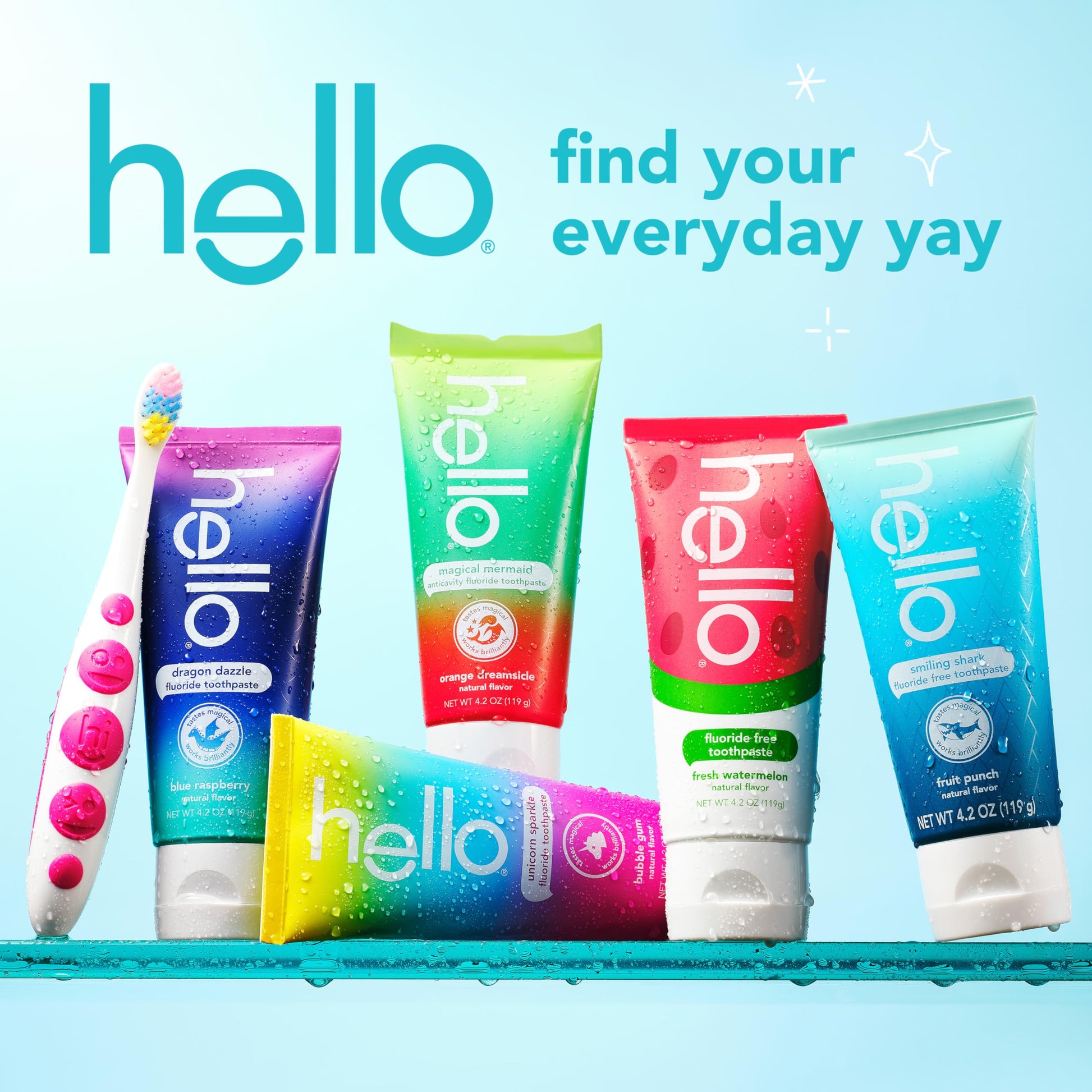 hello Smiling Shark and Fresh Watermelon Fluoride Free Kids Toothpaste Pack, Includes 4.2 oz Smiling Shark Kids and 4.2 oz Fresh Watermelon Toothpaste