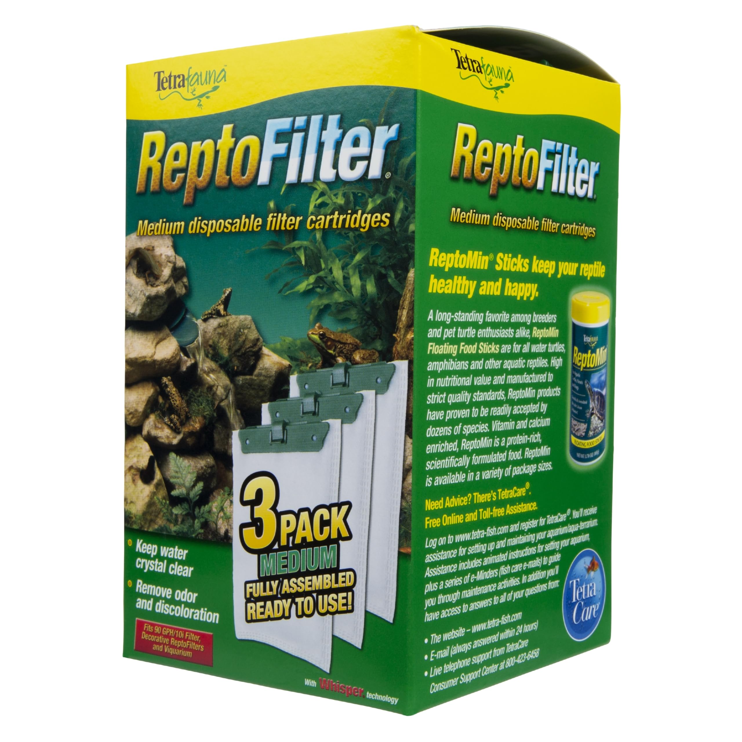 TetraFauna ReptoFilter Filter Cartridges, Size Medium, Filter Cartridge Refills, 3 Count