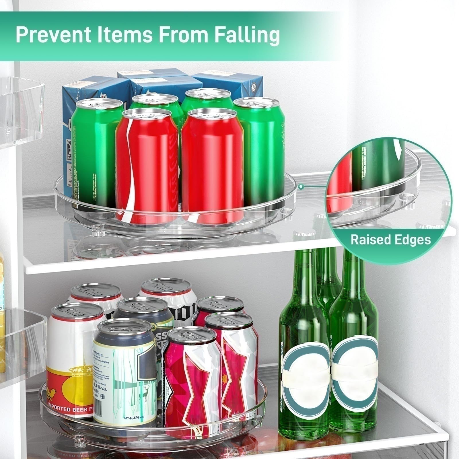 Optish 2 Pack Lazy Susan Organizer, 9.5 Inch Lazy Susan Turntable for Cabinet, Refrigerator Organizer for Pantry Organizers and Storage, Non-Skid Fridge Organizer