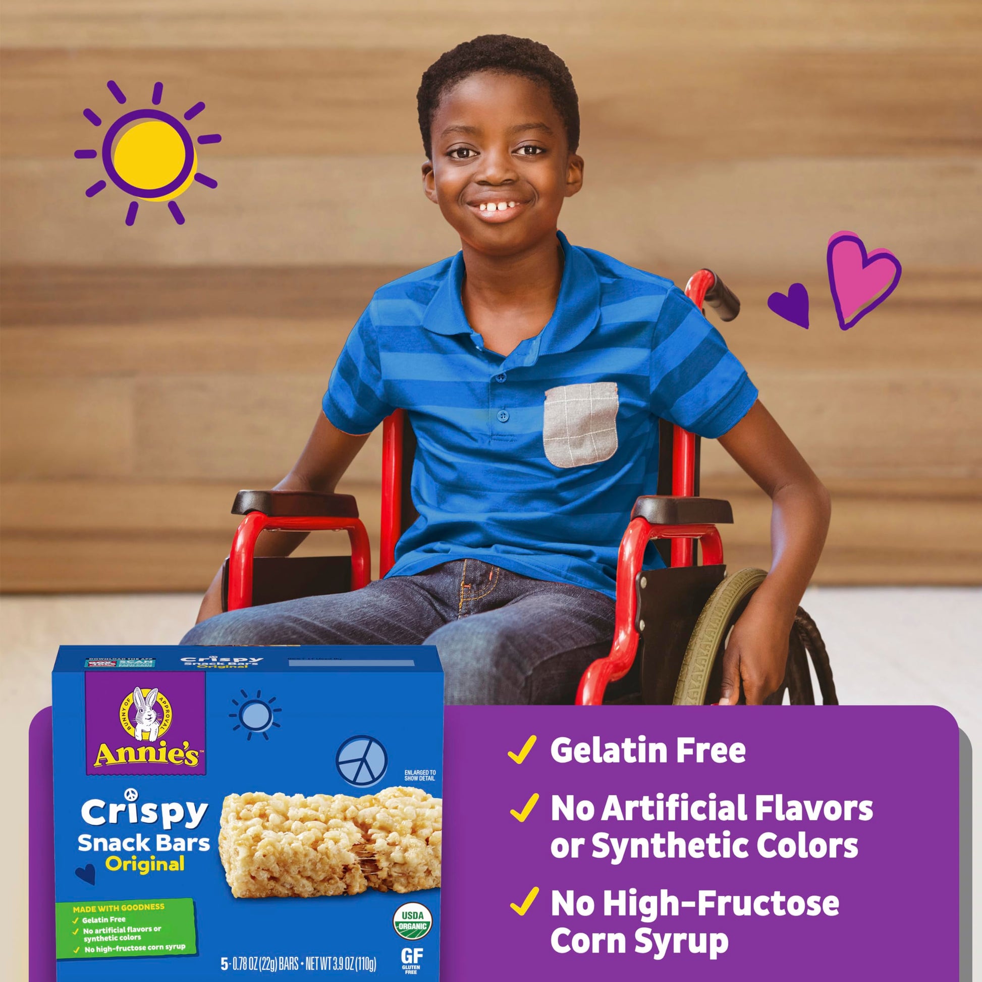 Annie's Organic Original Crispy Snack Bars, Gluten Free, 3.9 oz, 5 ct.