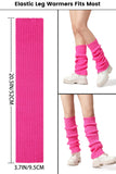 Leg Warmers - Fashion Knit Neon Leg Warmers for Women 80s Sports Party Yoga Accessories, Hot Pink