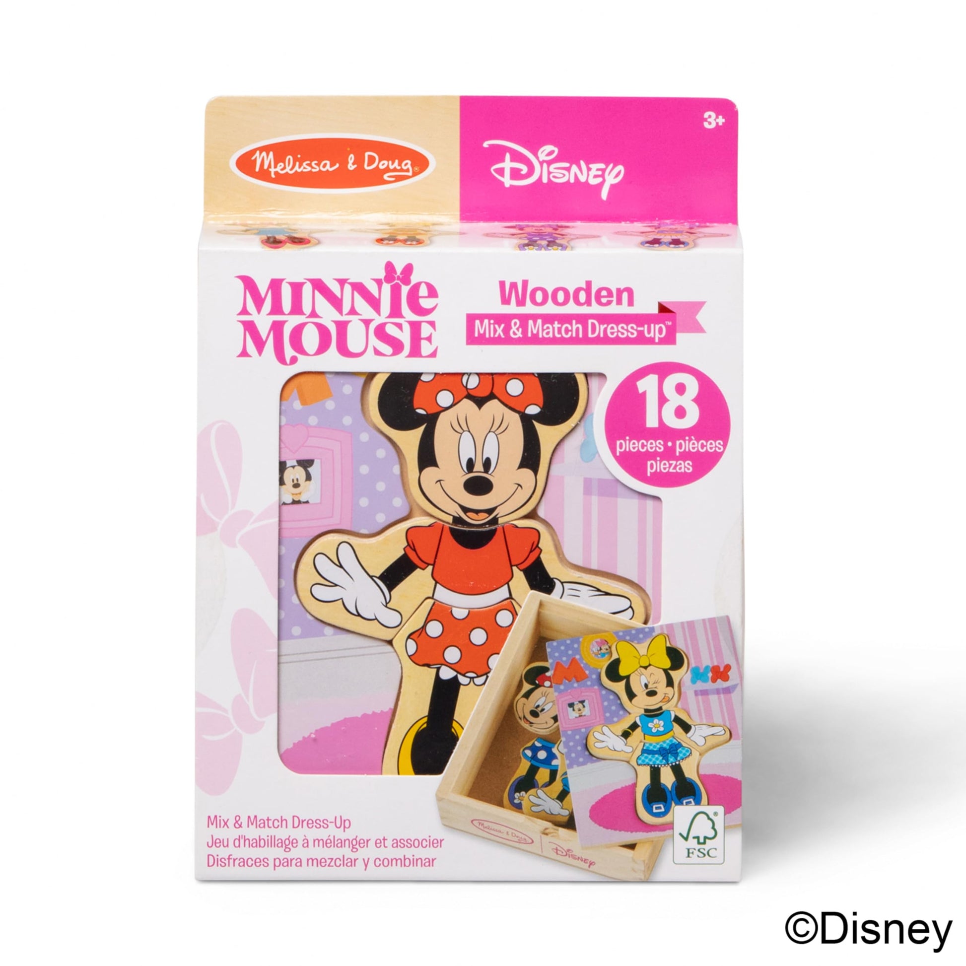 Melissa & Doug Disney Minnie Mouse Dress-Up Puzzle, 18 Pieces Mix and Match Outfits, Sorting & Matching Toy with Storage Case, Educational Puzzle for Toddlers Ages 3+