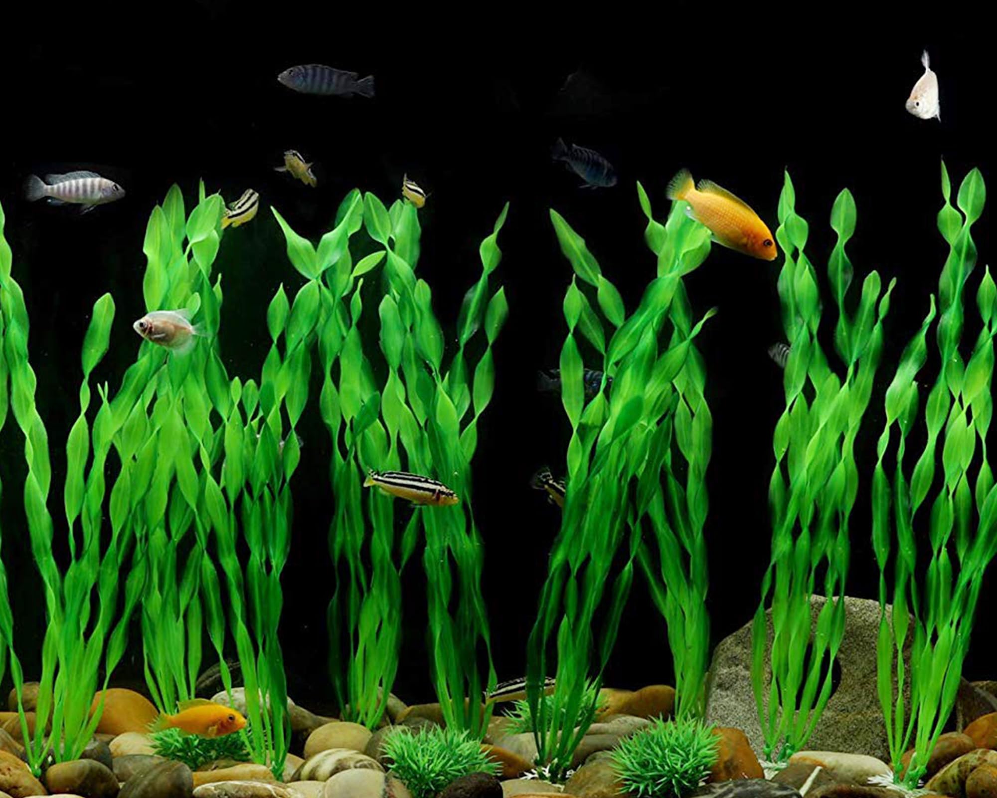 MyLifeUNIT Artificial Seaweed Water Plants for Aquarium, Plastic Fish Tank Plant Decorations 10 PCS (12 Inches Tall, Green)