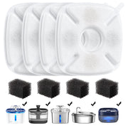 Veken Cat Water Fountain Filter, Classic 4 Pack Replacement Filters & 4 Pack Replacement Pre-Filter Sponges for 67oz, 95oz, 135oz Automatic Pet Fountain Dog Water Dispenser