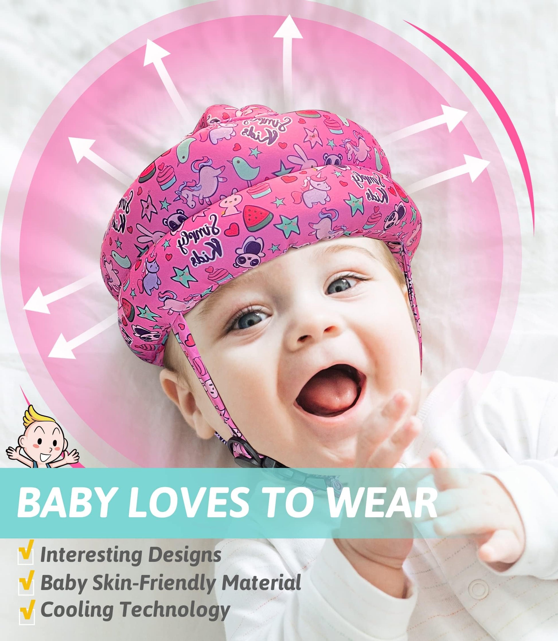 Baby Head Protector - Baby Helmet for Crawling Walking Running - No Bumps and Soft Cushion - Adjustable Protective Cap Infant Baby Safety Headguard - Toddler Helmets 6-12 Months 1-2 Years Old